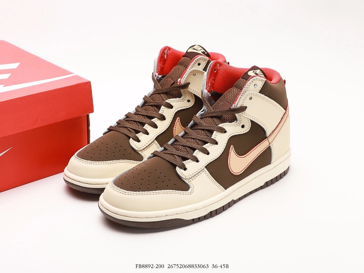 Nike Dunk High Top Sneakers Cream Brown FB8892-200