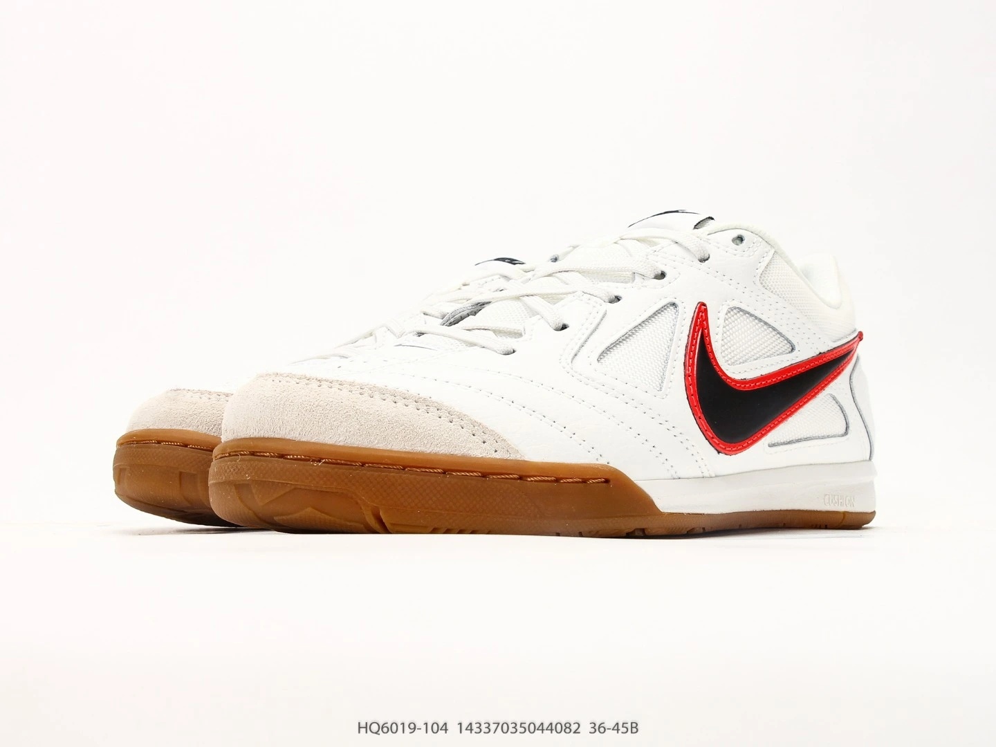 Nike Indoor Soccer Shoes White Suede Gum Sole HQ6019-104