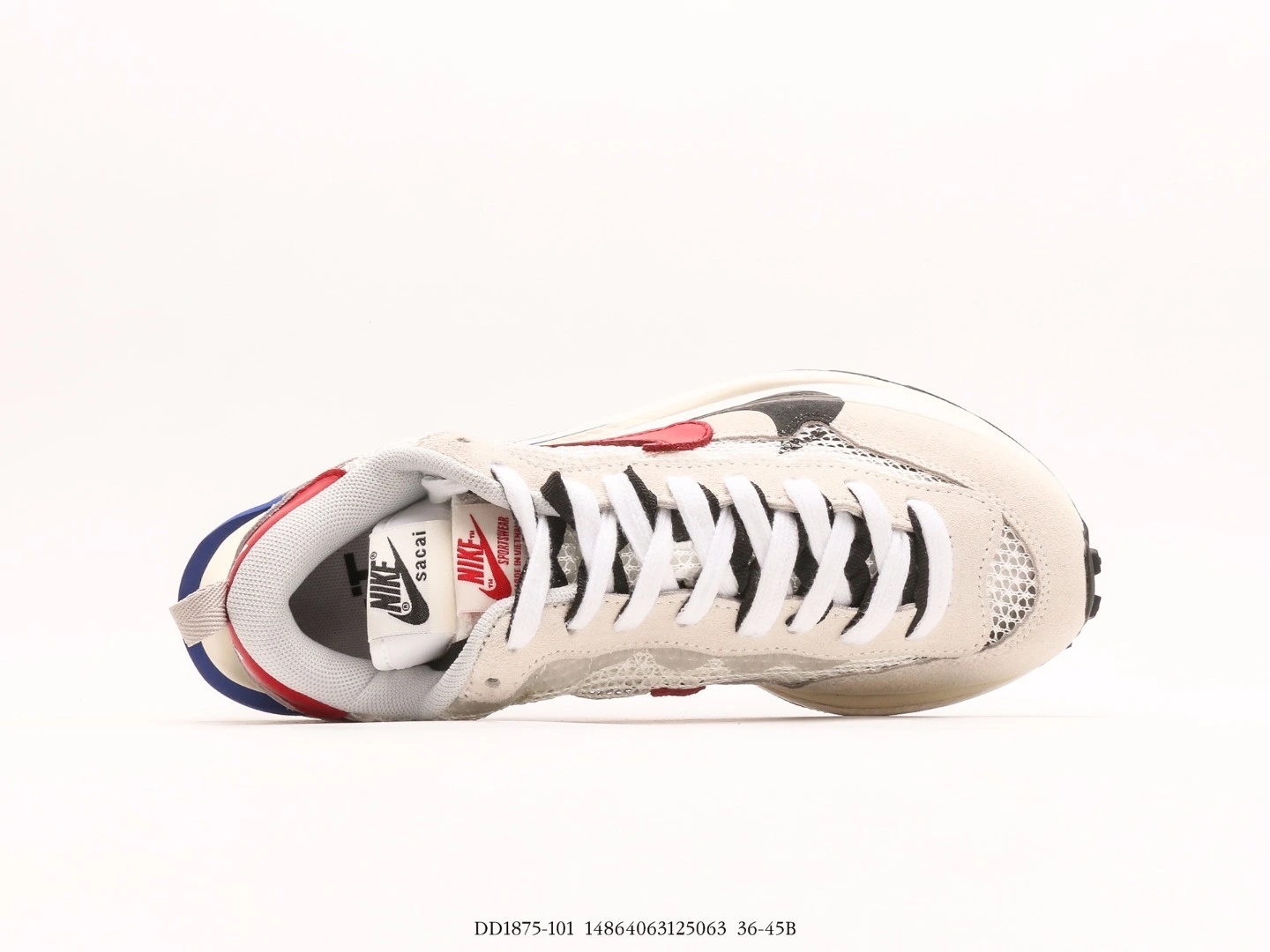 Nike Sacai Vaporwaffle Sneakers Grey Red White DD1875-101