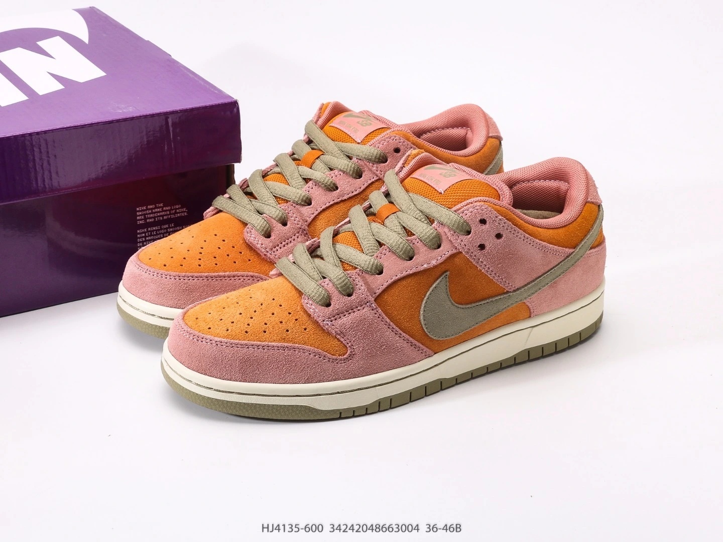 Nike SB Dunk Low Suede Pink Orange Sneakers HJ4135-600