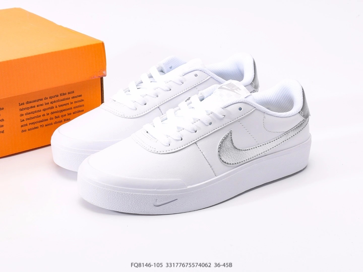 Nike Women’s Low Top Sneakers White Silver Leather FQ8146-105