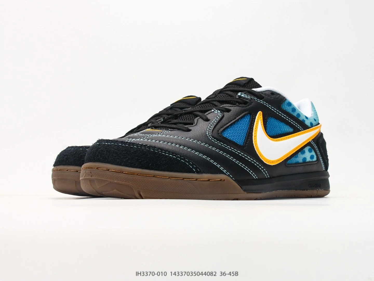 Nike Indoor Soccer Shoes Black Blue White Swoosh IH3370-010