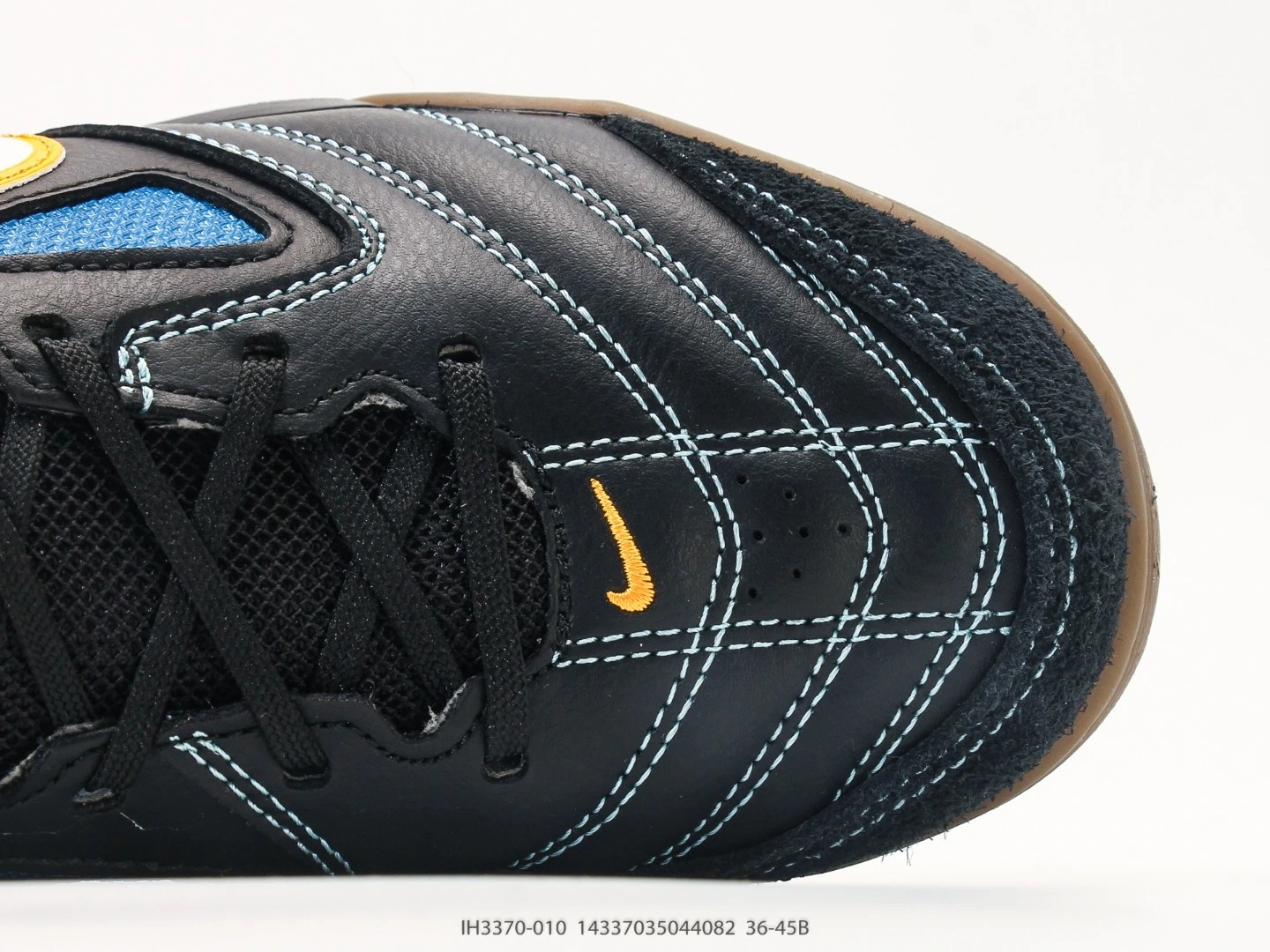 Nike Indoor Soccer Shoes Black Blue White Swoosh IH3370-010