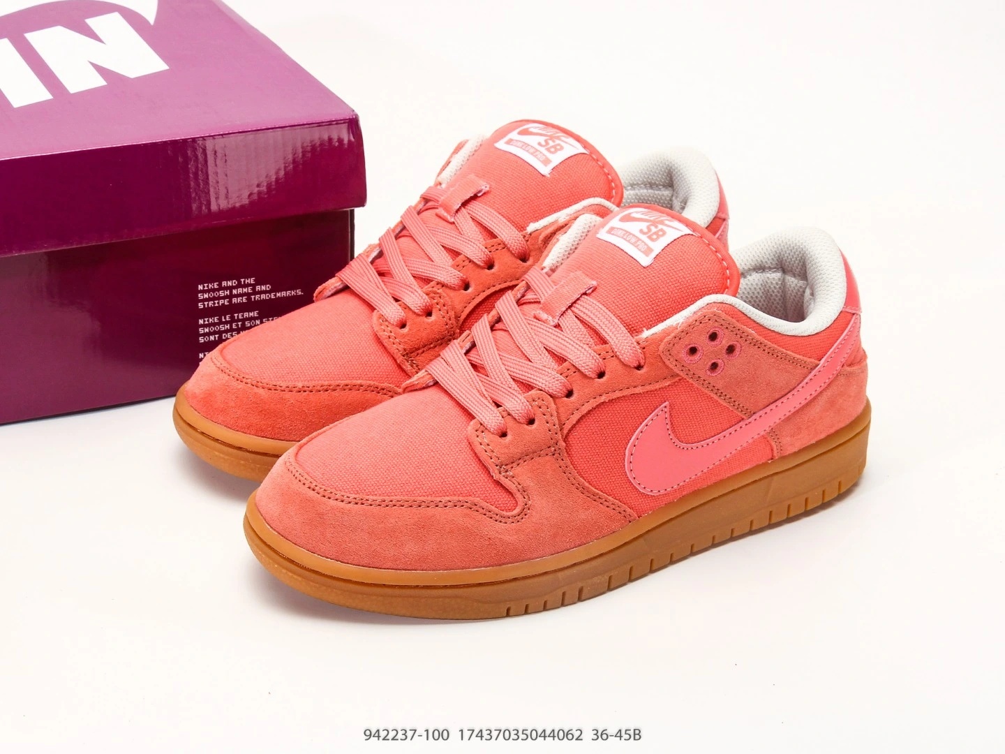 Nike SB Dunk Low Rose Suede Gum Sole Sneakers