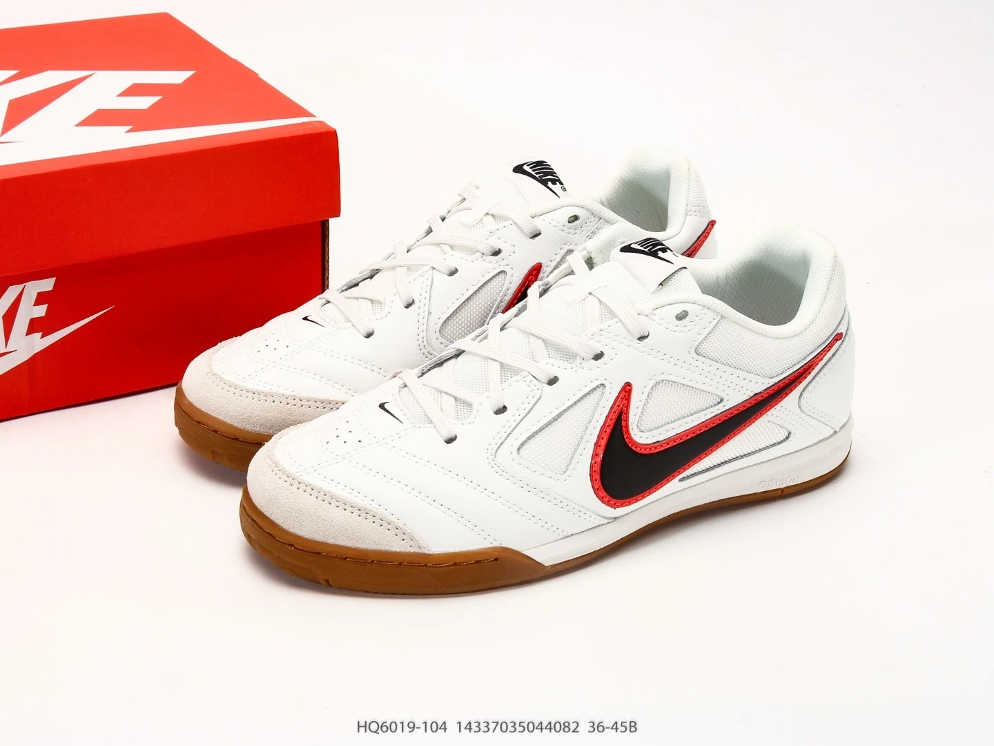 Nike Indoor Soccer Shoes White Suede Gum Sole HQ6019-104