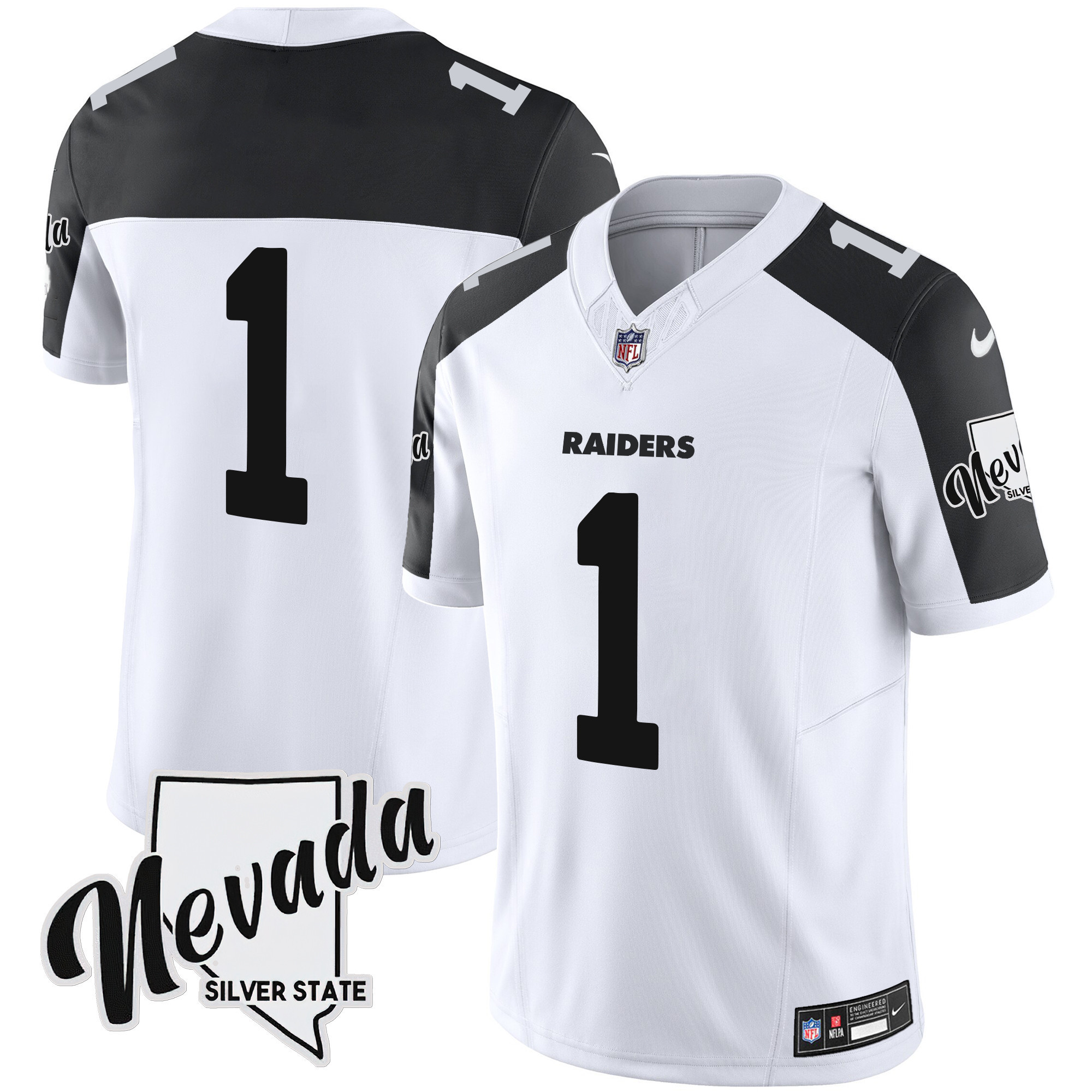 Hunk Wear - #1 Team Men's Las Vegas Raiders Nevada Silver State Patch Vapor Inverted Jersey