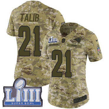 Hunk Wear - #21 Limited Aqib Talib Camo Nike NFL Women's Jersey Los Angeles Rams 2018 Salute to Service Super Bowl LIII Bound