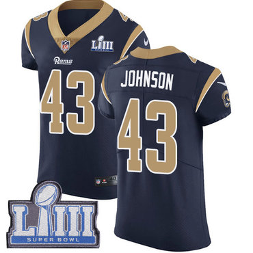 Hunk Wear - #43 Elite John Johnson Navy Blue Nike NFL Home Men's Jersey Los Angeles Rams Vapor Untouchable Super Bowl LIII Bound