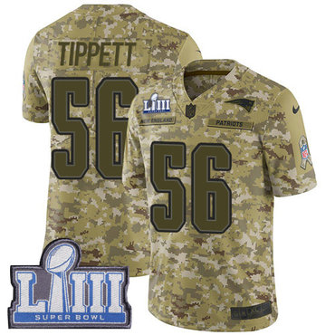 Hunk Wear - #56 Limited Andre Tippett Camo Nike NFL Men's Jersey New England Patriots 2018 Salute to Service Super Bowl LIII Bound