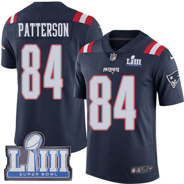 Hunk Wear - #84 Limited Cordarrelle Patterson Navy Blue Nike NFL Youth Jersey New England Patriots Rush Vapor Untouchable Super Bowl LIII Bound