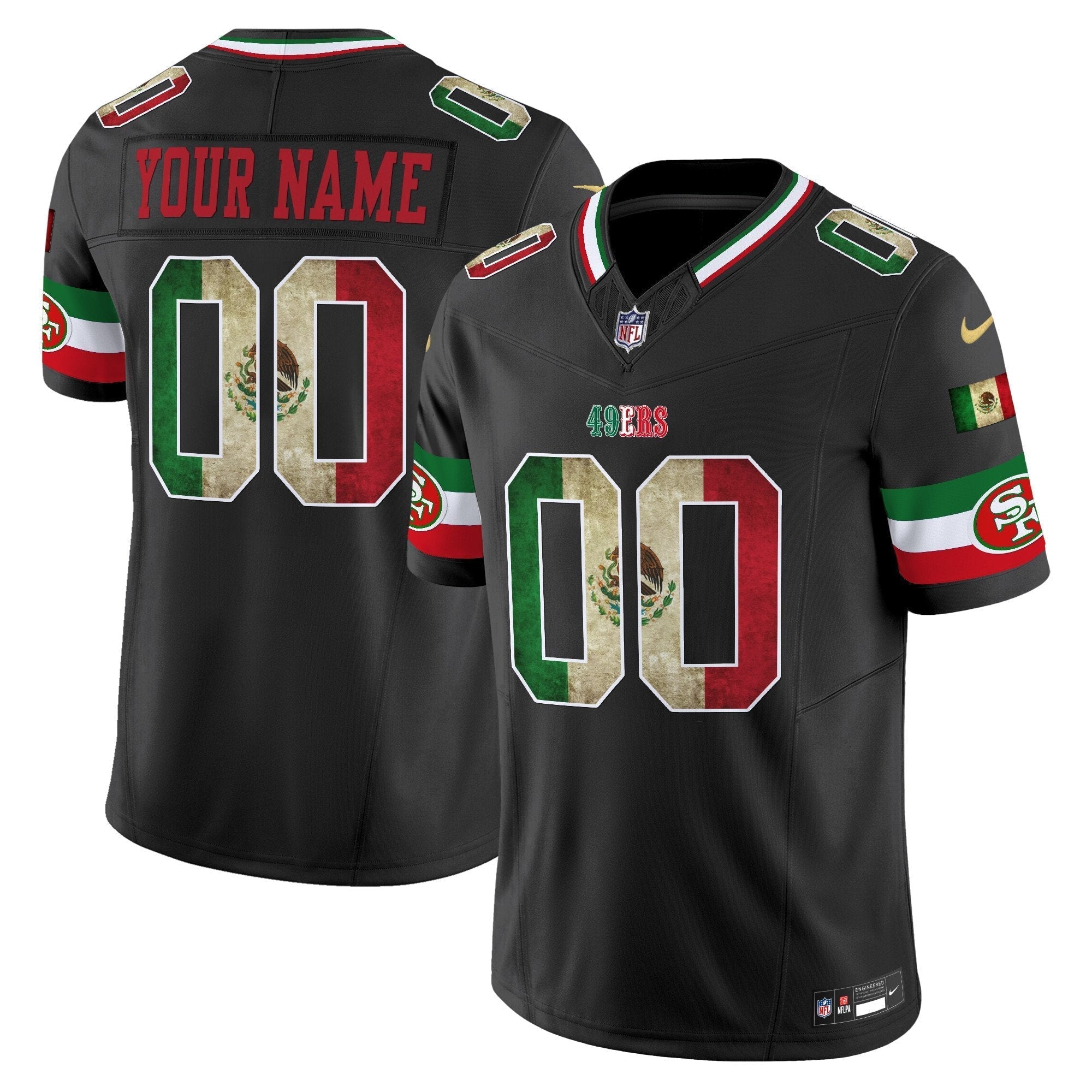 Hunk Wear - 49ers Mexico Vapor Limited Custom Jersey V4 ' All Stitched ' Black Jersey