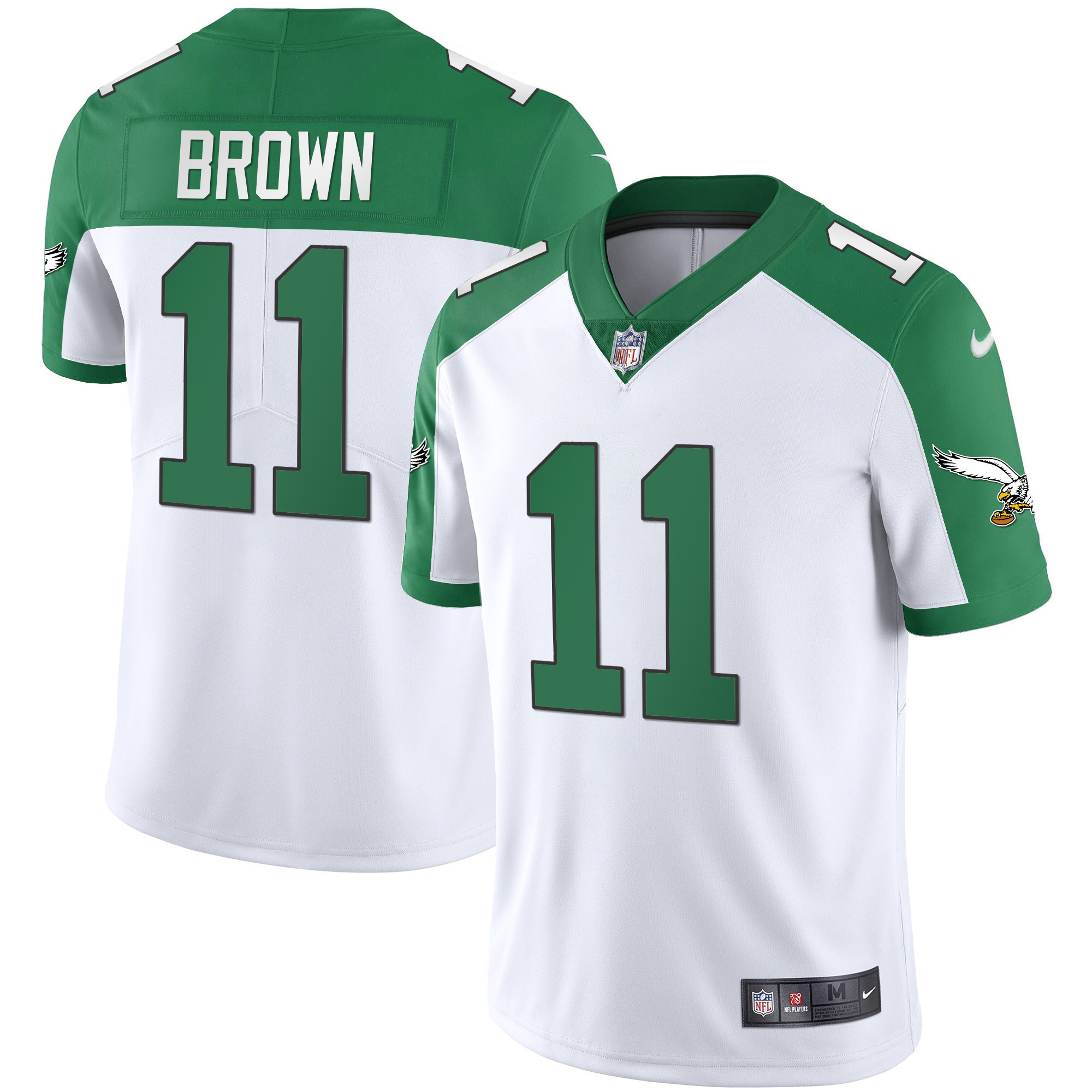 Hunk Wear - A.J. Brown Men's Philadelphia Eagles Alternate Kelly Green & Gold White Jersey