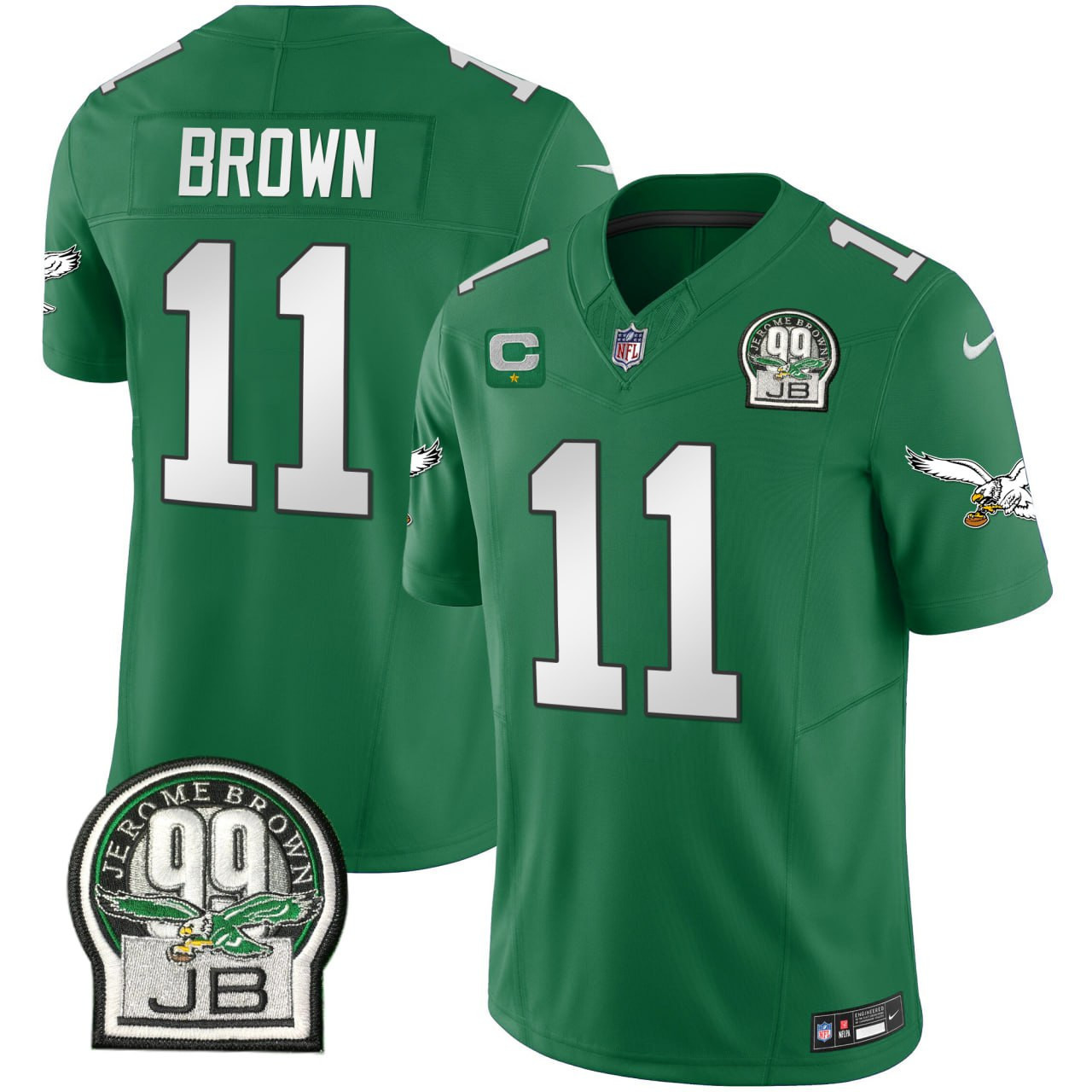 Hunk Wear - A.J. Brown Philadelphia Eagles Kelly Green Jerome Brown Patch Jersey