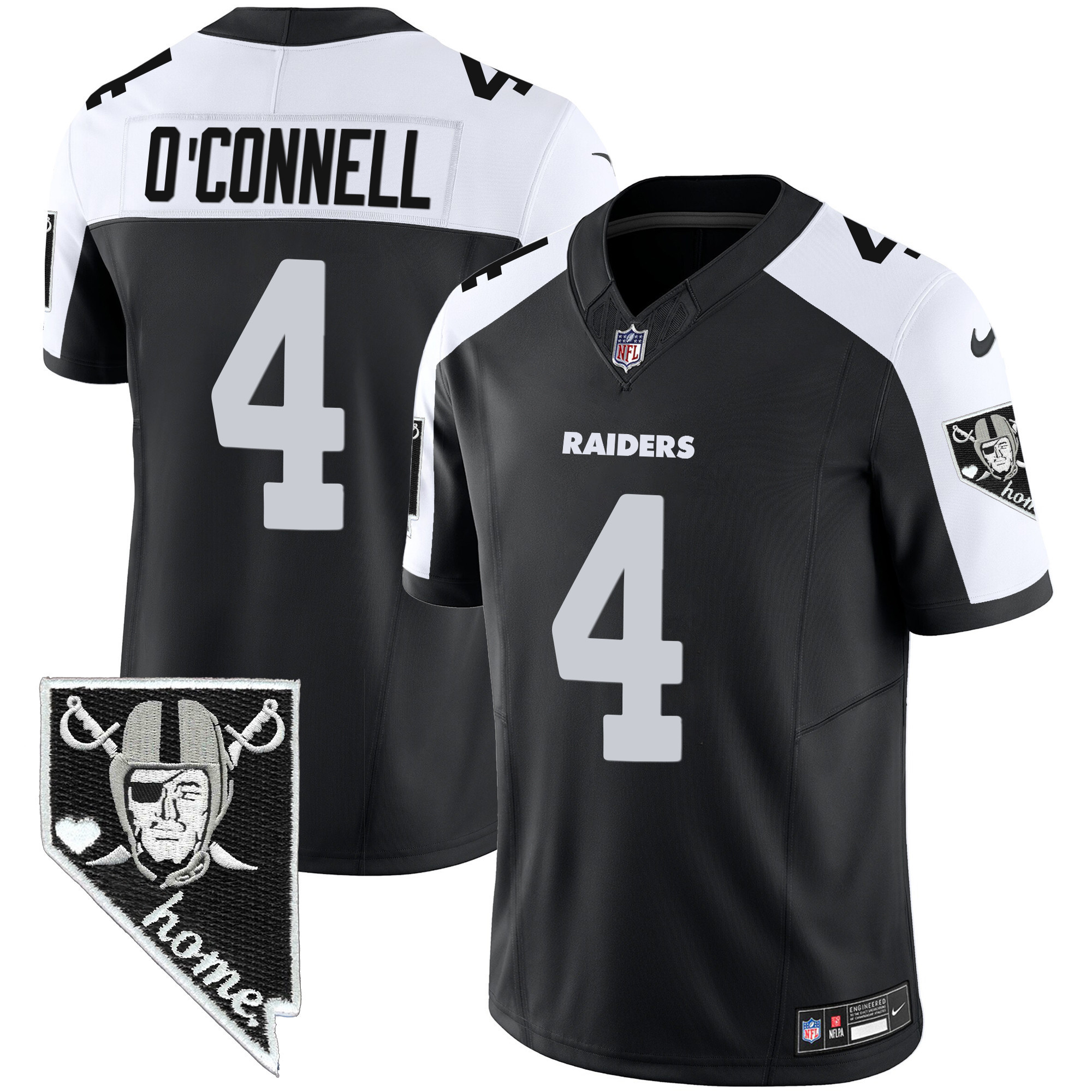 Hunk Wear - Aidan O'Connell Men's Las Vegas Raiders Nevada Home Patch Vapor Black Alternate Jersey