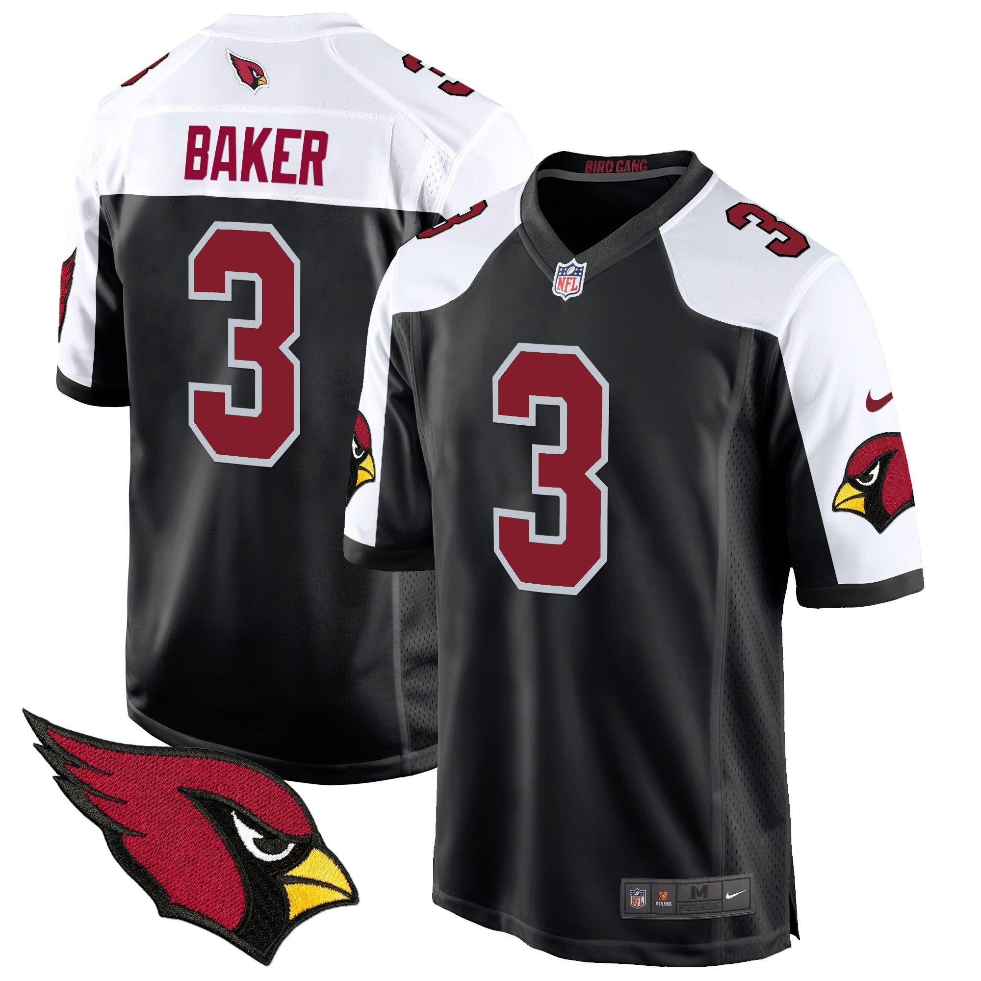 Hunk Wear - Arizona Cardinals 2024 Game Jersey ' All Stitched ' Black Alternate ' Budda Baker Jersey