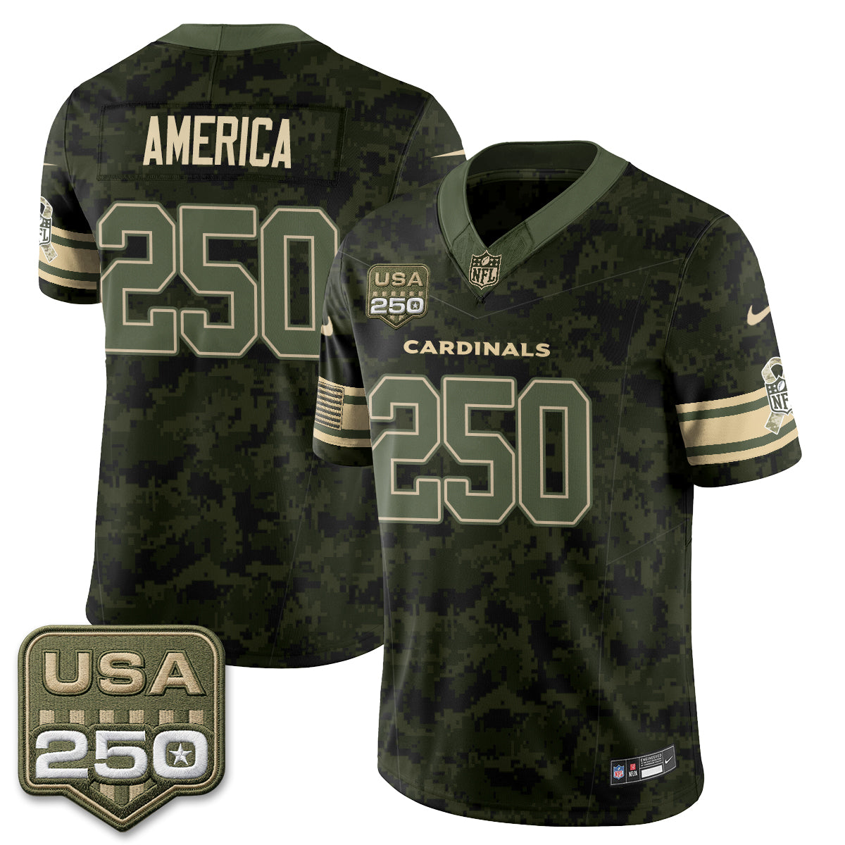 Hunk Wear - Arizona Cardinals America 2026 Salute to Service Vapor Jersey ' All Stitched ' Camo