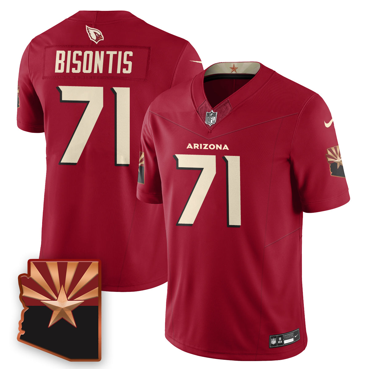 Hunk Wear - Arizona Cardinals Chase Bisontis 2026 NFL Draft Jersey ' All Stitched ' Cardinal