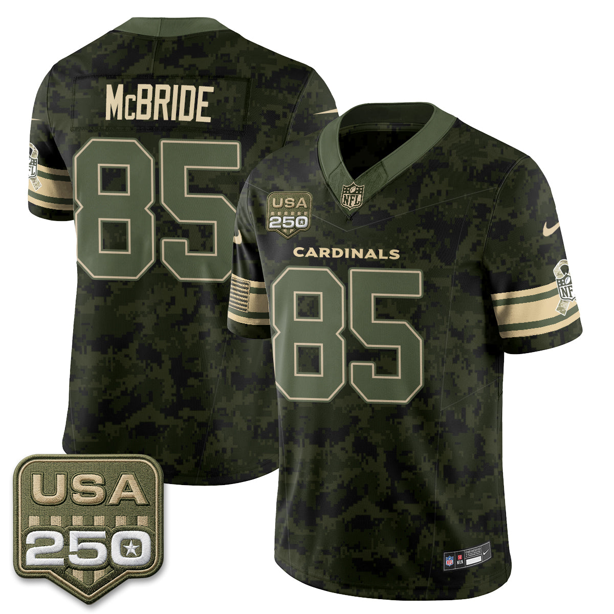 Hunk Wear - Arizona Cardinals Trey McBride 2026 Salute to Service Vapor Jersey ' All Stitched ' Camo