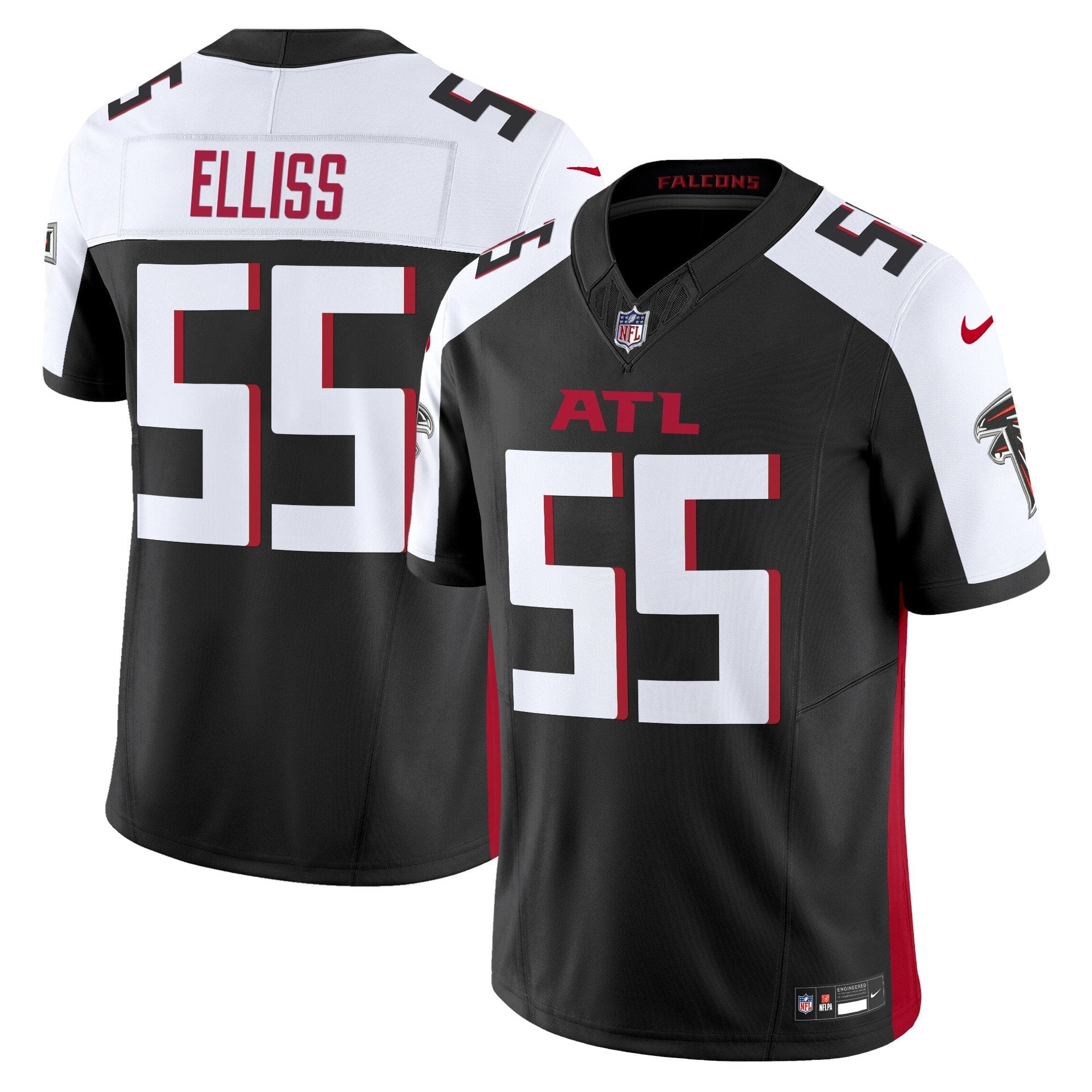 Hunk Wear - Atlanta Falcons 2024 Vapor Limited Jersey ' All Stitched ' Black Alternate ' Kaden Elliss Jersey