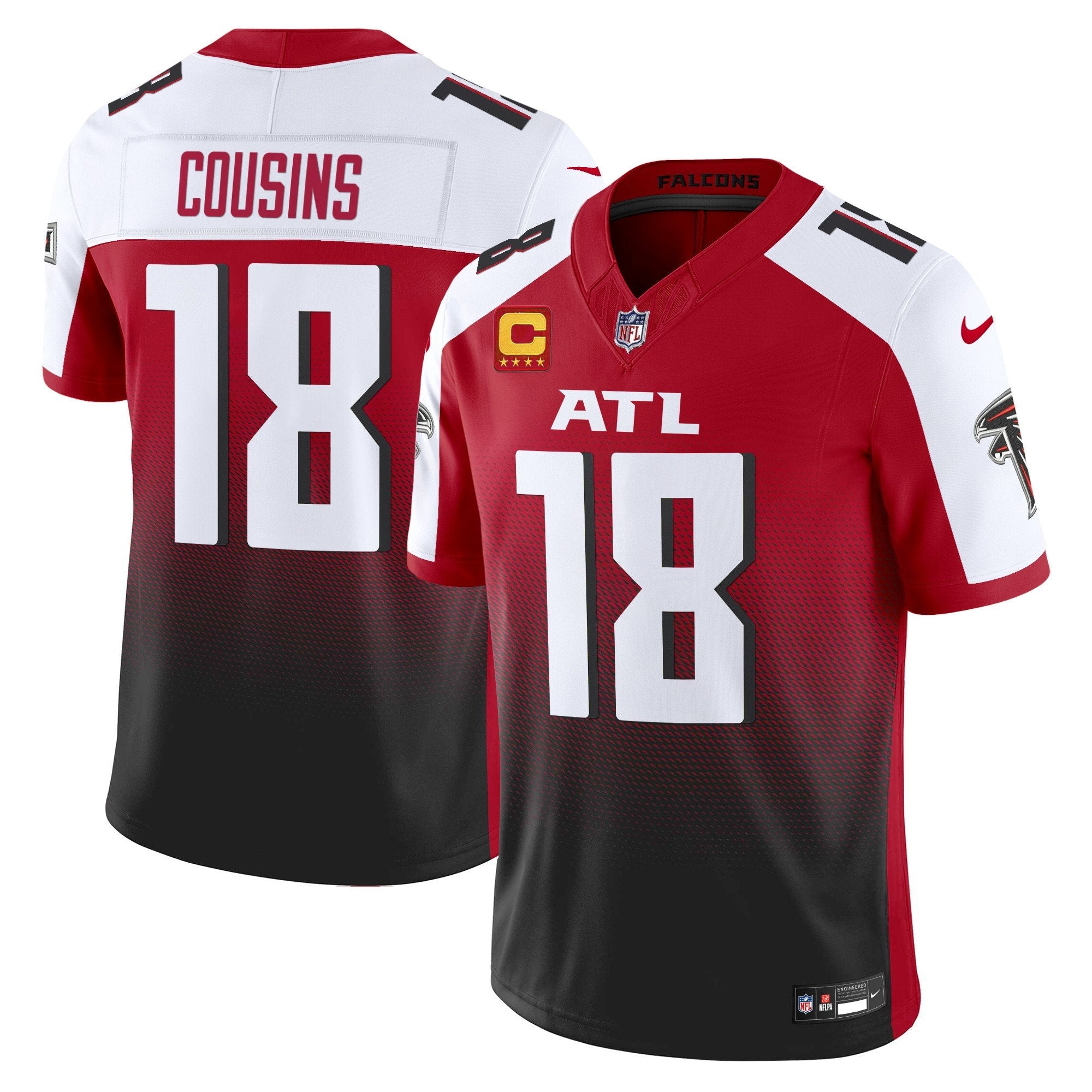 Hunk Wear - Atlanta Falcons 2024 Vapor Limited Jersey ' All Stitched ' Red Alternate ' Kirk Cousins Jersey