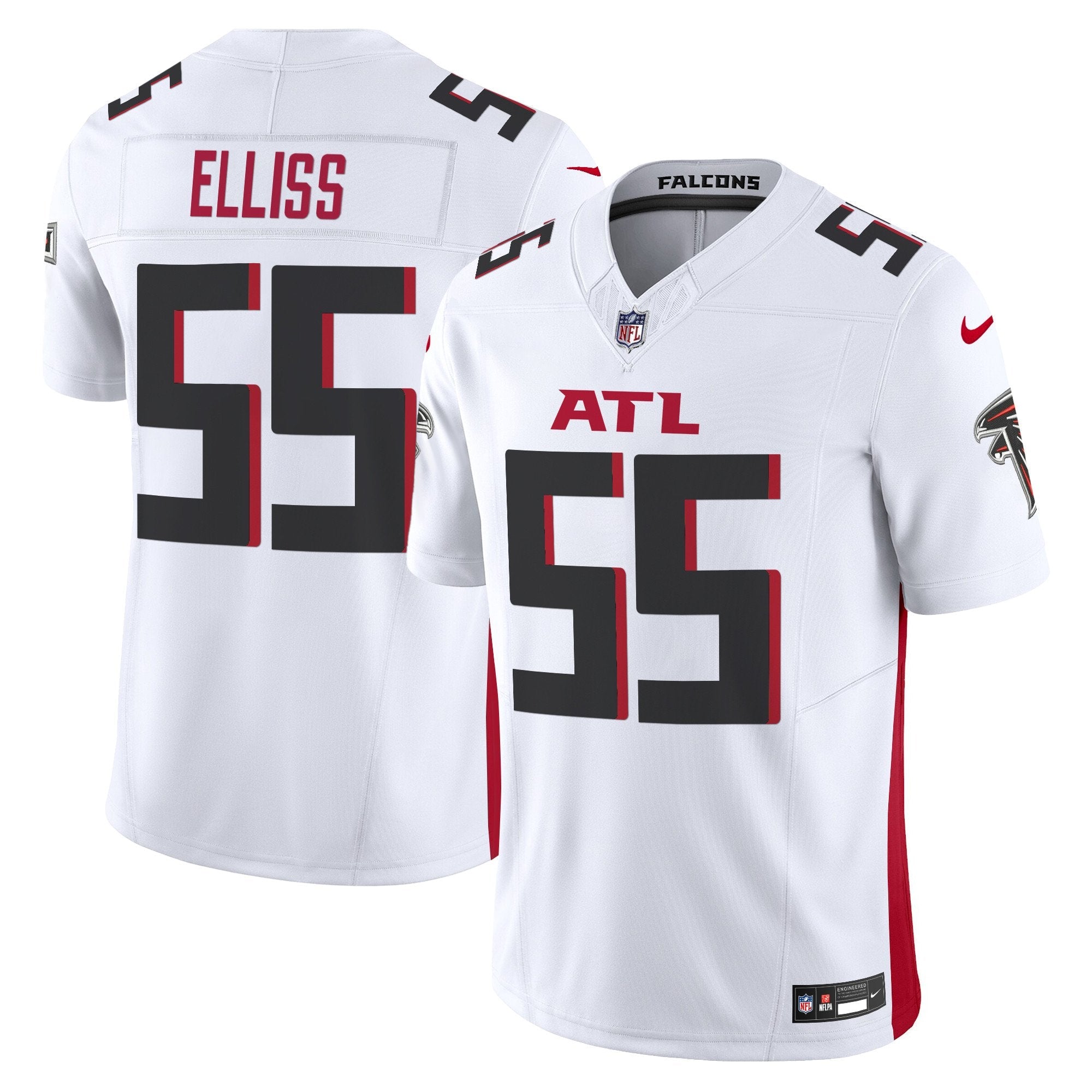 Hunk Wear - Atlanta Falcons 2024 Vapor Limited Jersey ' All Stitched ' White ' Kaden Elliss Jersey