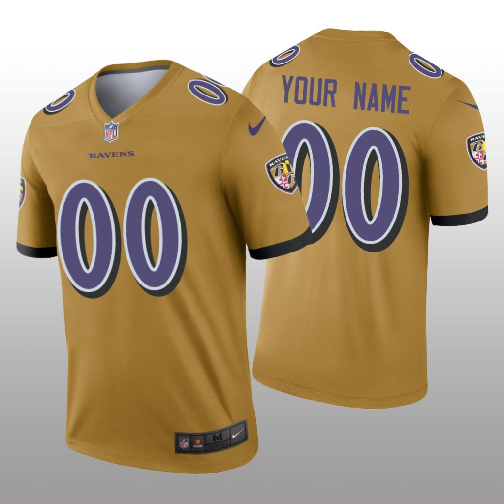 Hunk Wear - Baltimore Ravens Custom Gold Jersey Inverted Legend - Men's