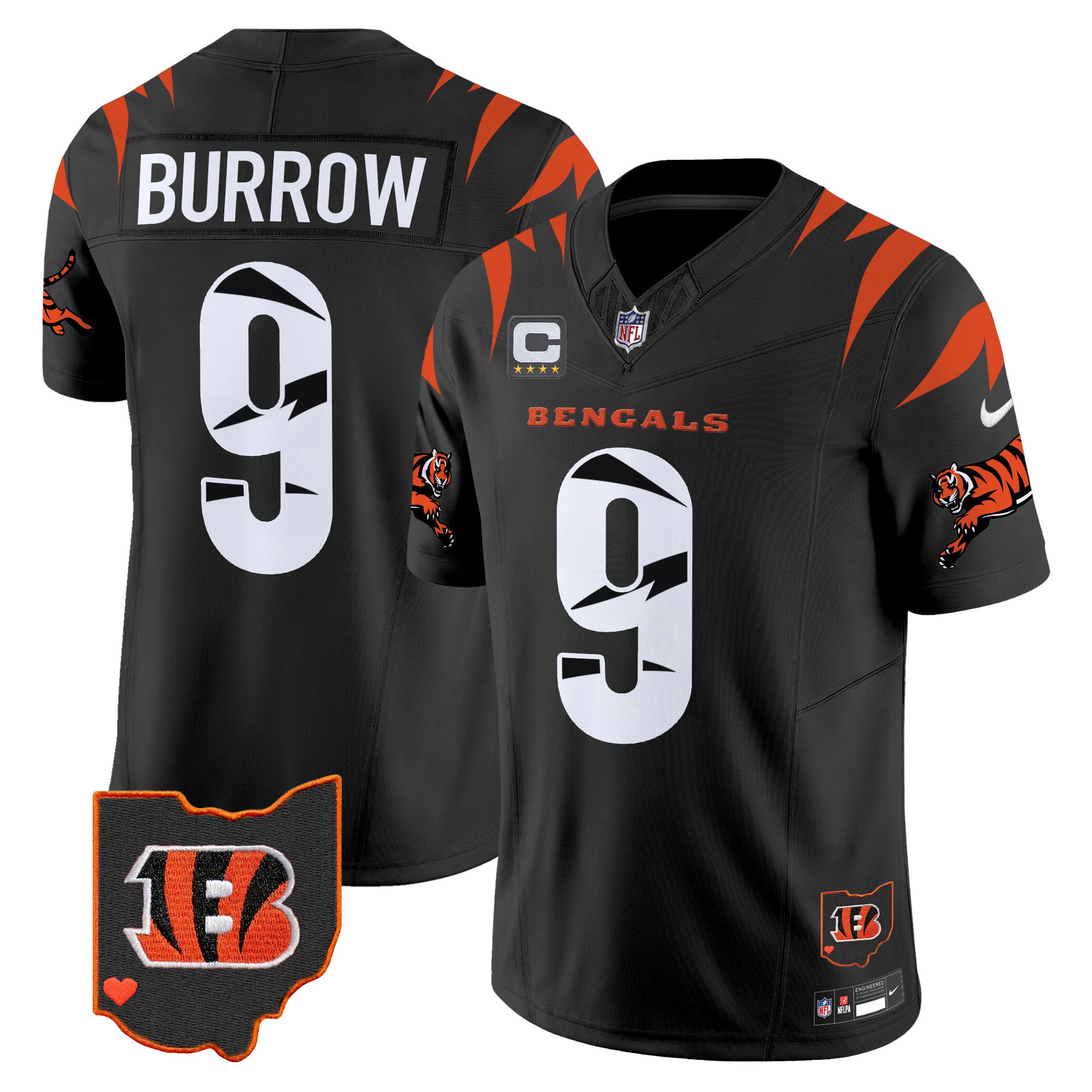 Hunk Wear - Bengals Special Vapor Limited Jersey ' All Stitched ' Black ' Joe Burrow Jersey