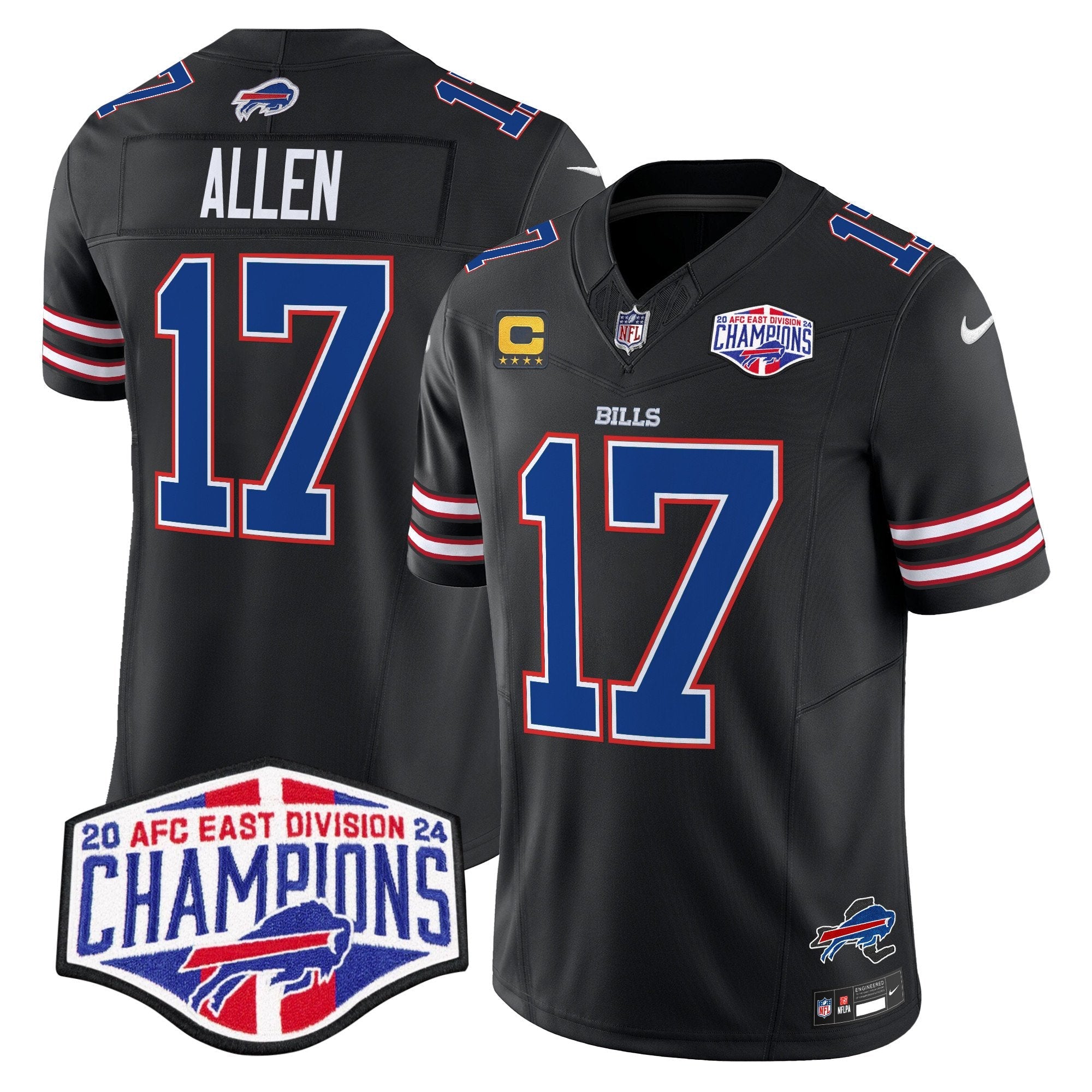 Hunk Wear - Bills 2024 AFC East Division Champions Vapor Limited Jersey ' All Stitched ' Black ' Josh Allen Jersey