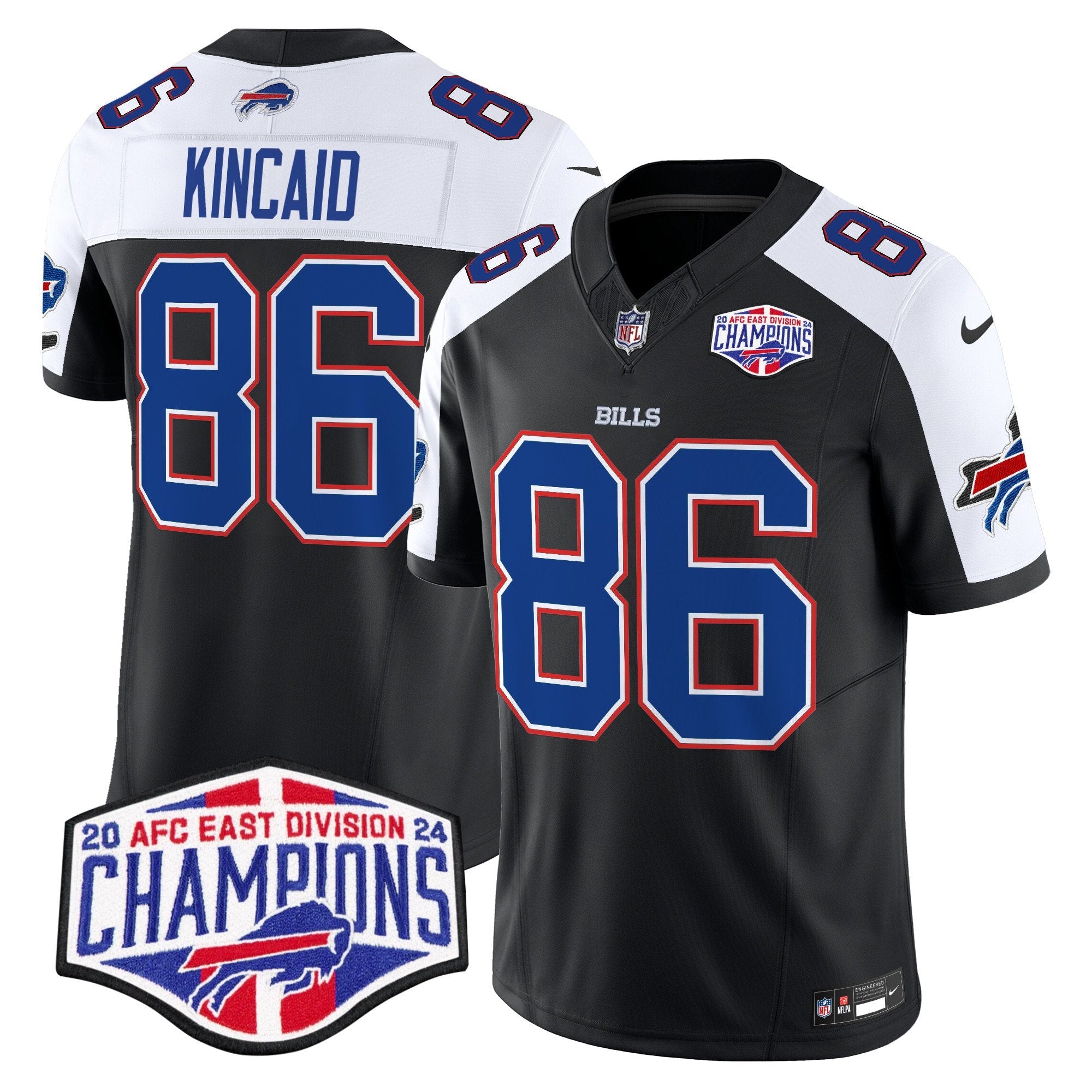 Hunk Wear - Bills 2024 AFC East Division Champions Vapor Limited Jersey ' All Stitched ' Black Alternate ' Dalton Kincaid Jersey