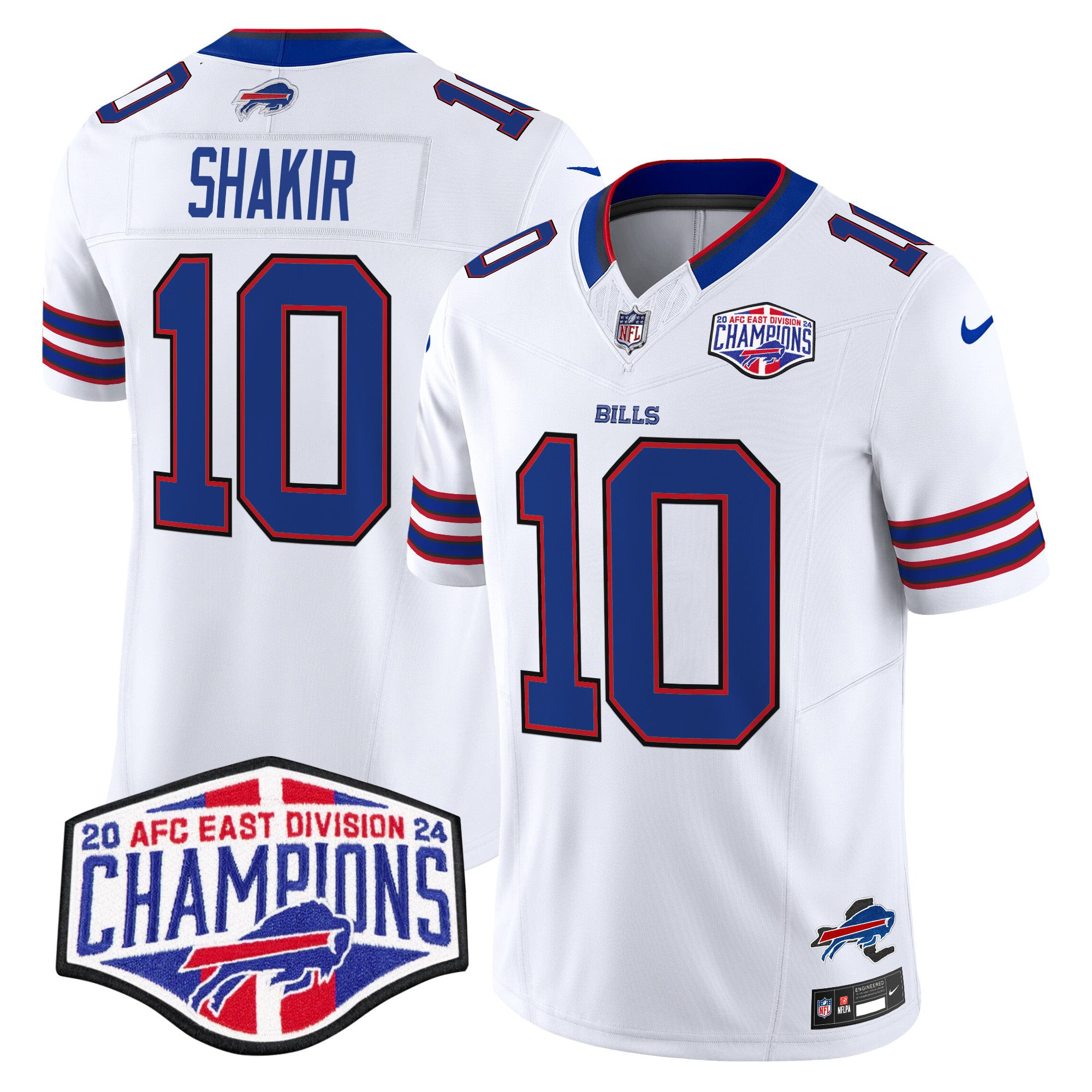 Hunk Wear - Bills 2024 AFC East Division Champions Vapor Limited Jersey ' All Stitched ' White ' Khalil Shakir Jersey