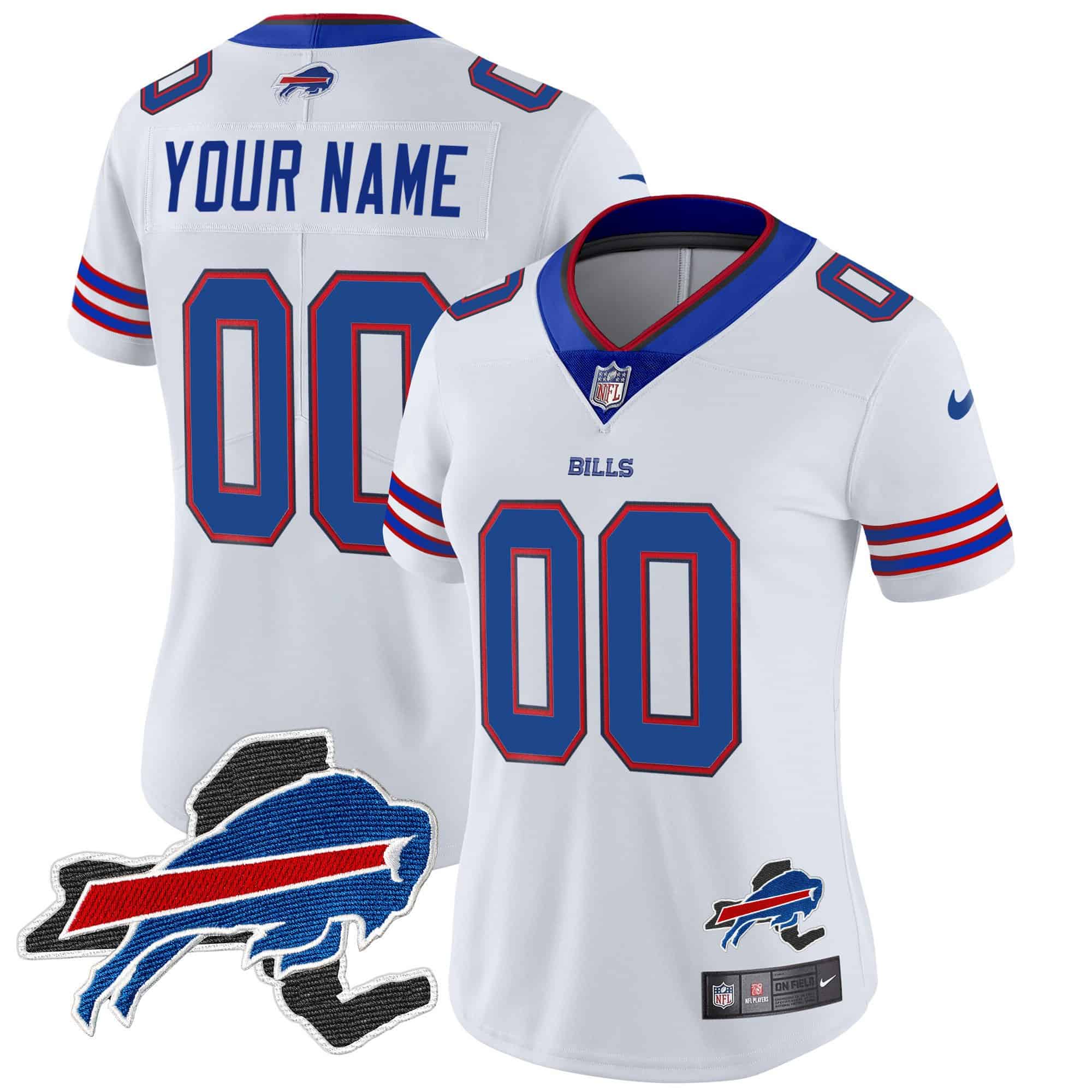 Hunk Wear - Bills New York Patch Vapor Limited Custom Jersey ' All Stitched ' Women ' White