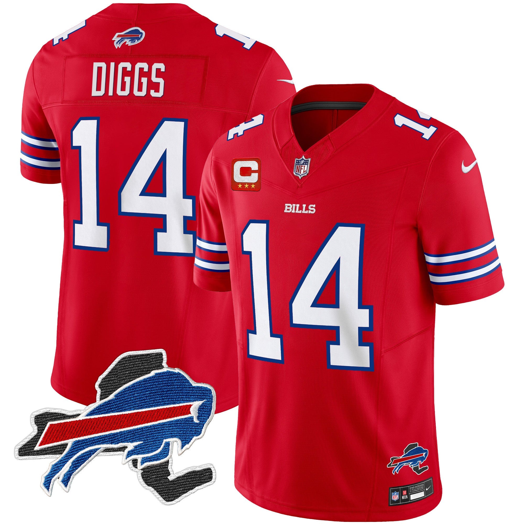Hunk Wear - Bills New York Patch Vapor Limited Jersey â€“ All Stitched â€“ Red â€“ Stefon Diggs Jersey