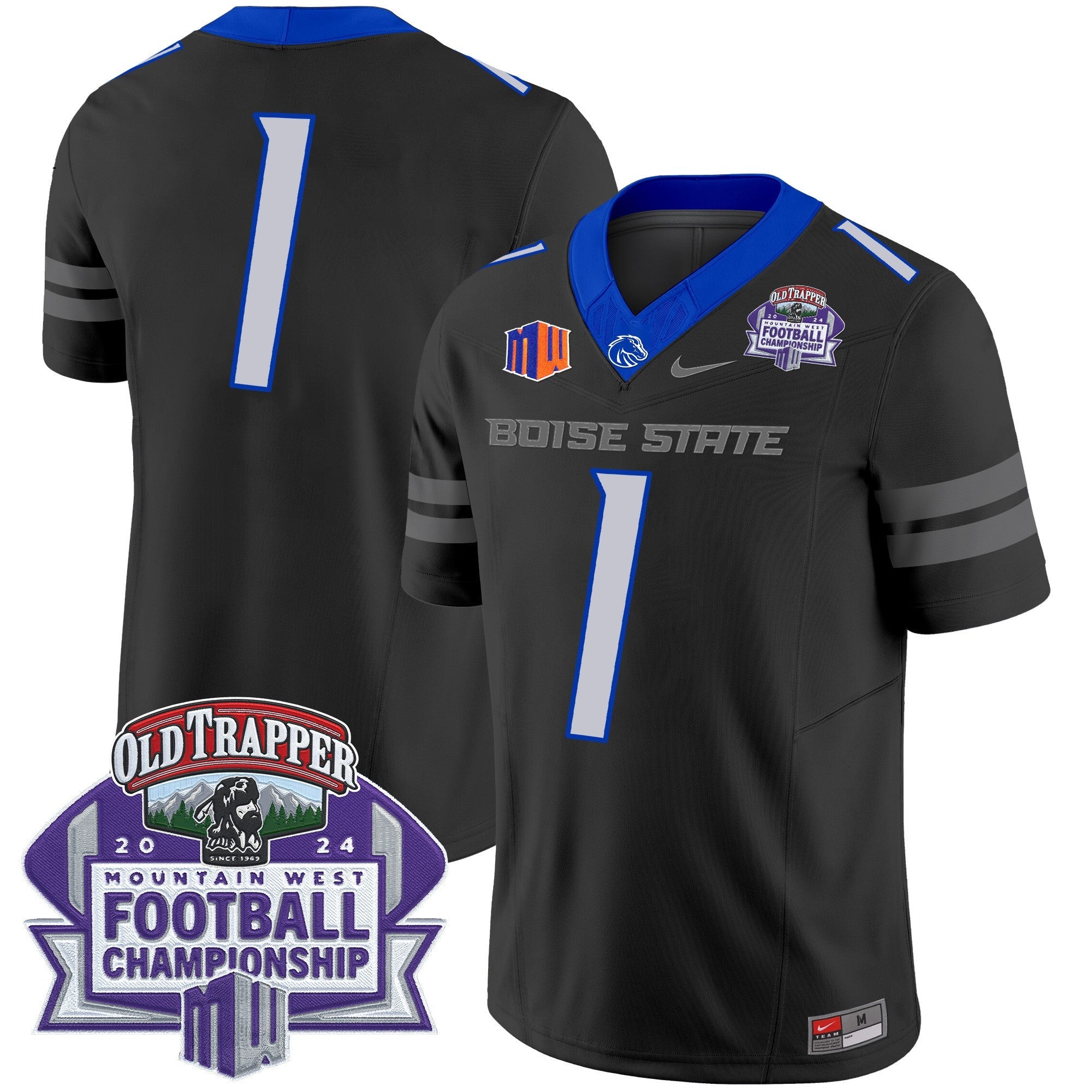 Hunk Wear - Boise State Broncos 2024 Championship Vapor Limited Jersey ' All Stitched ' Black ' #1 Team Jersey