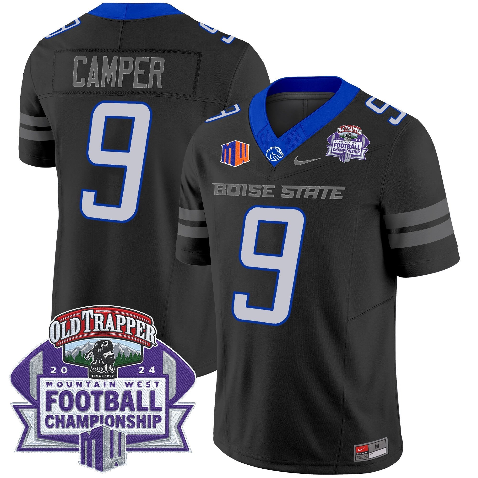 Hunk Wear - Boise State Broncos 2024 Championship Vapor Limited Jersey ' All Stitched ' Black ' Cameron Camper Jersey