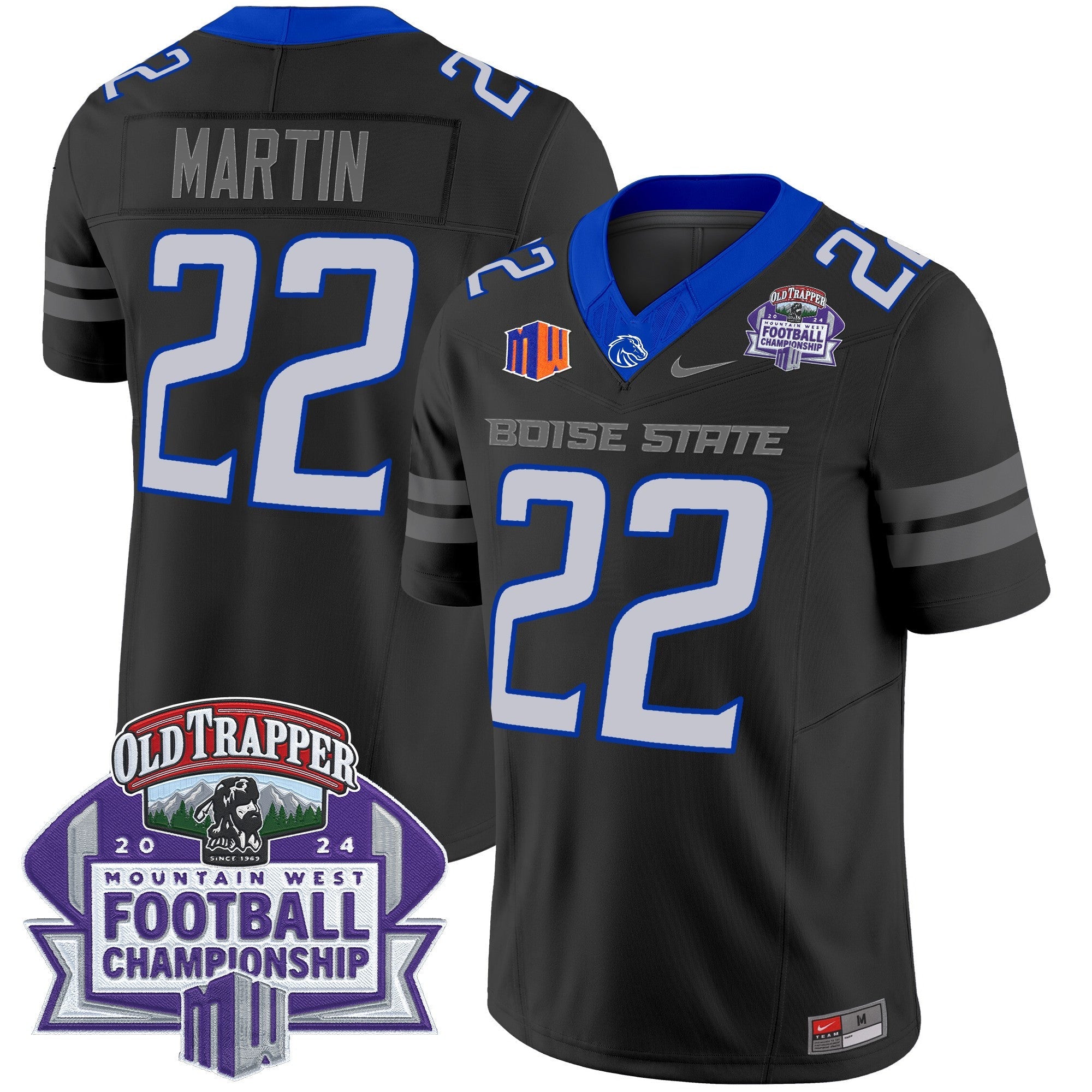 Hunk Wear - Boise State Broncos 2024 Championship Vapor Limited Jersey ' All Stitched ' Black ' Doug Martin Jersey