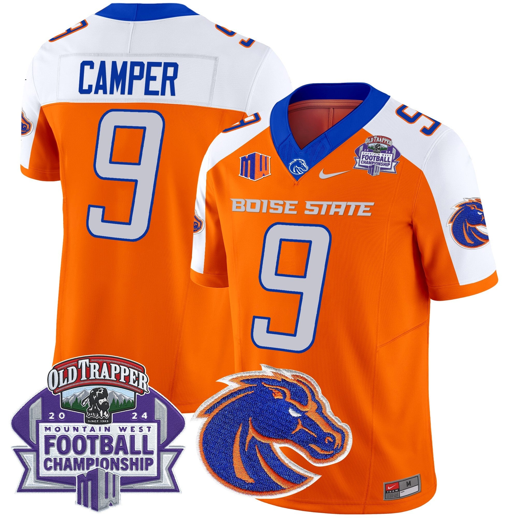 Hunk Wear - Boise State Broncos 2024 Championship Vapor Limited Jersey ' All Stitched ' Orange Alternate ' Cameron Camper Jersey