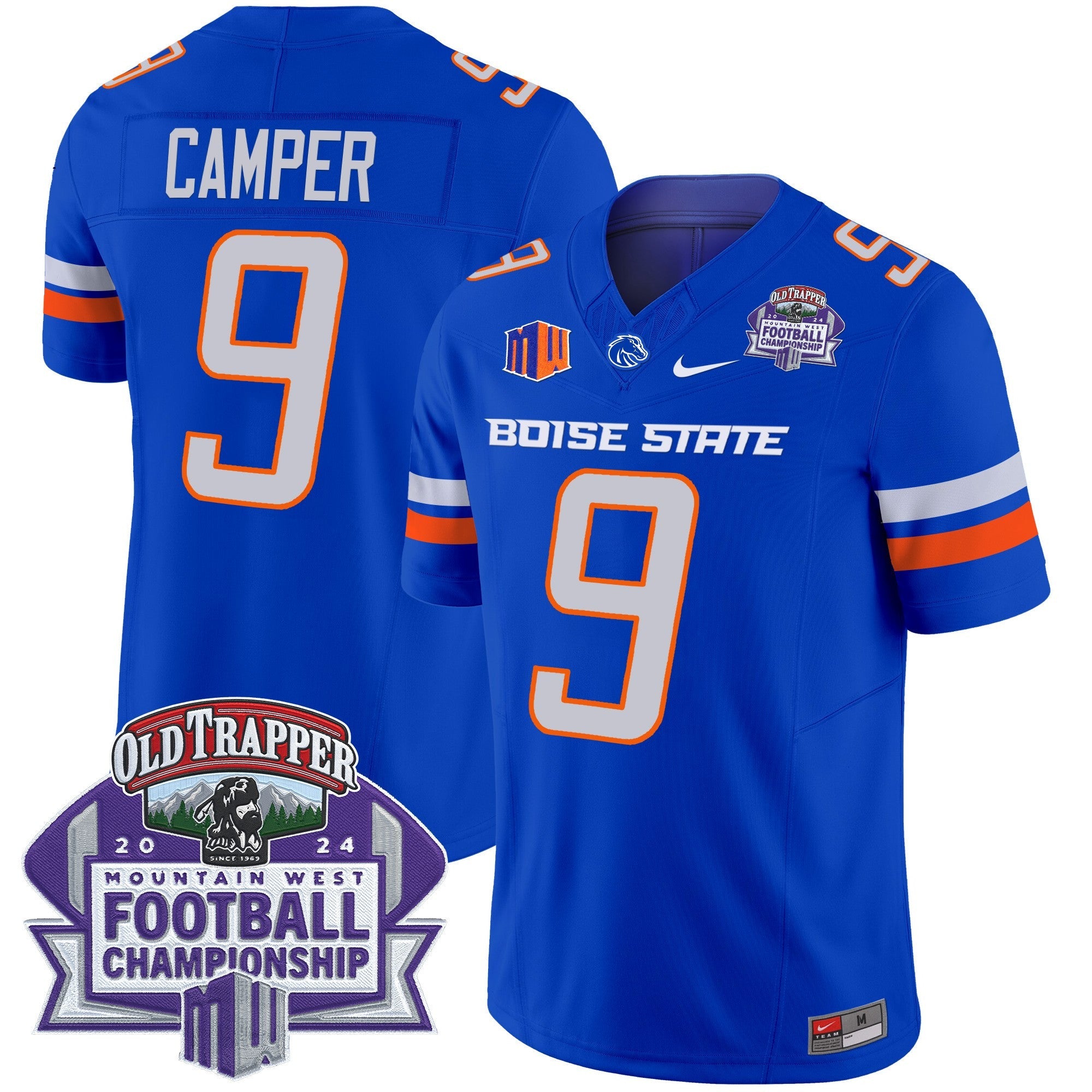 Hunk Wear - Boise State Broncos 2024 Championship Vapor Limited Jersey ' All Stitched ' Royal ' Cameron Camper Jersey
