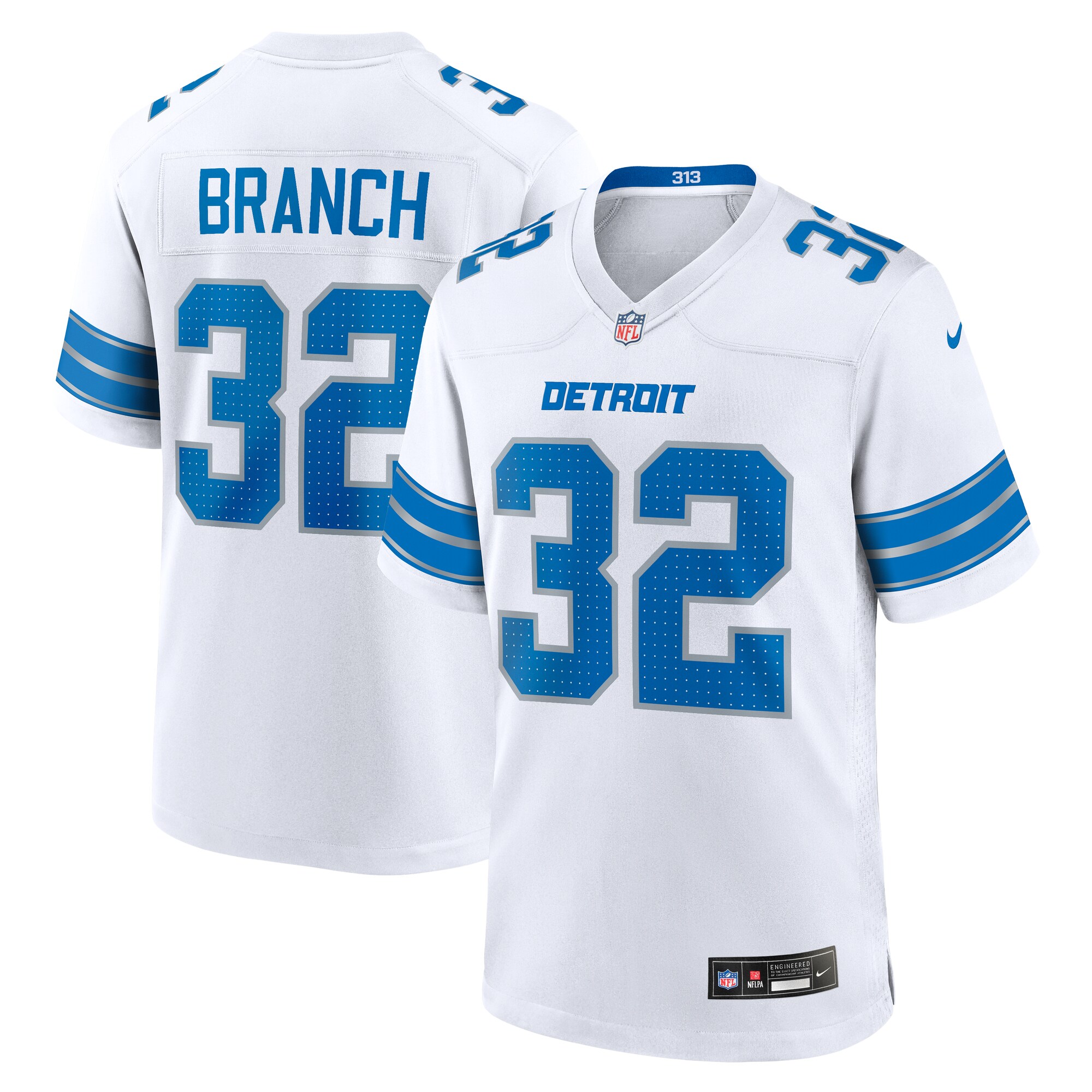 Hunk Wear - Brian Branch Detroit Lions Nike White Game Jersey – White