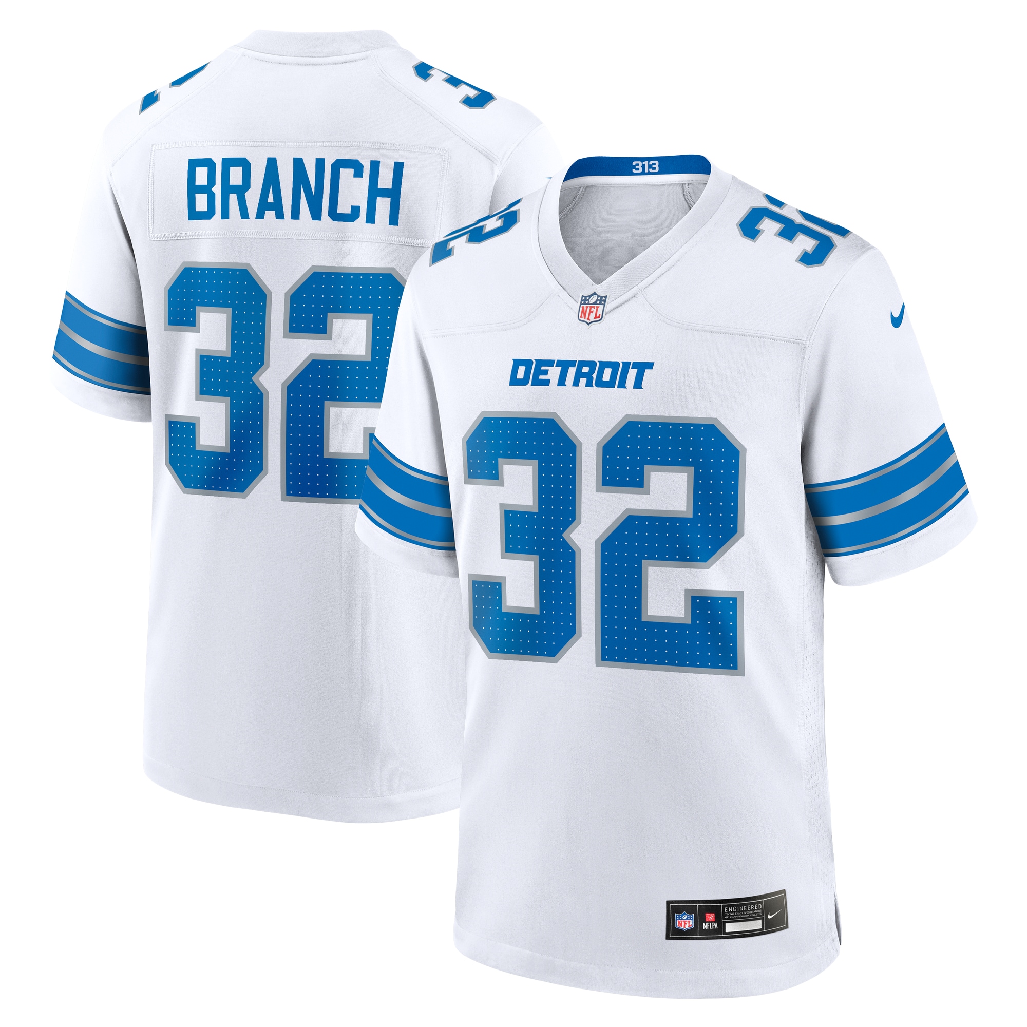 Hunk Wear - Brian Branch Detroit Lions Nike White Game Jersey White