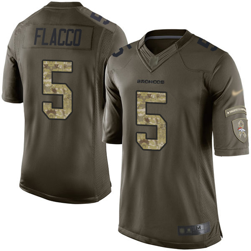 Hunk Wear - Broncos #5 Joe Flacco Green Men's Stitched Football Limited 2015 Salute to Service Jersey