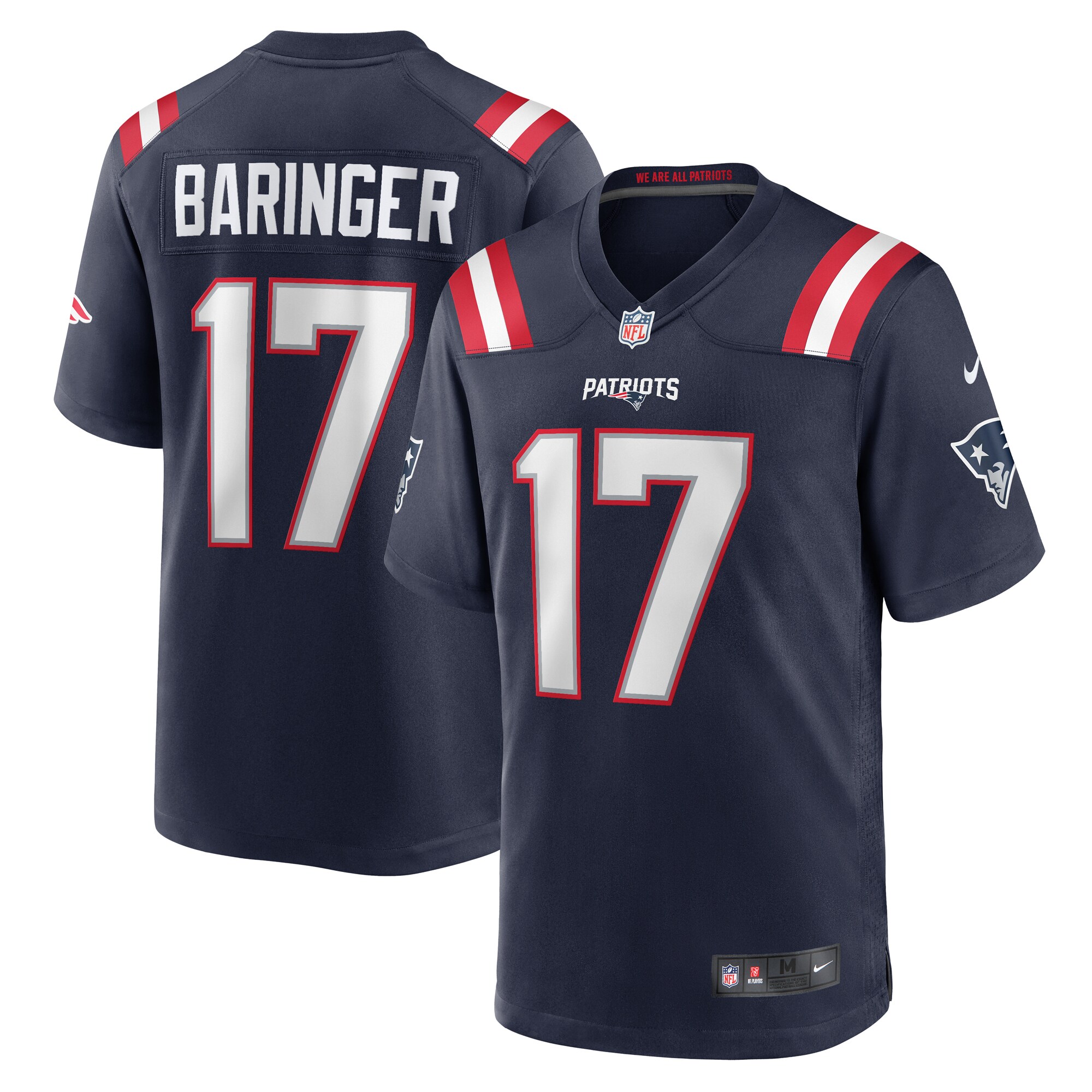 Hunk Wear - Bryce Baringer New England Patriots Nike Team Game Jersey – Navy