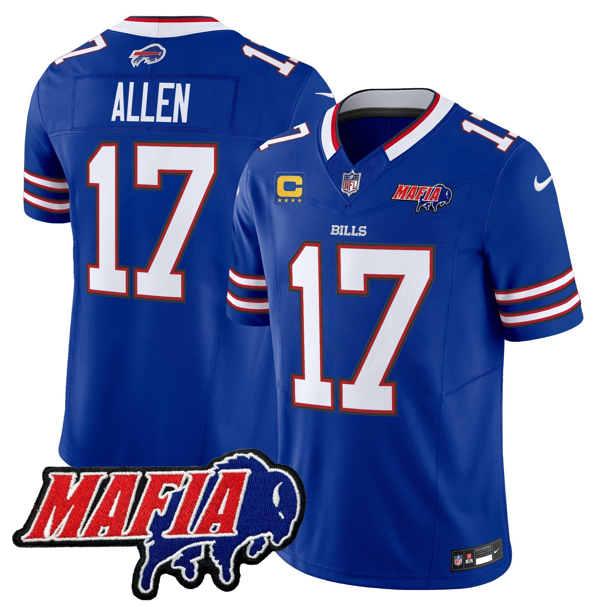 Hunk Wear - Buffalo Bills 2024 Bills Mafia Patch Vapor Limited Jersey ' All Stitched ' Royal ' Josh Allen Jersey