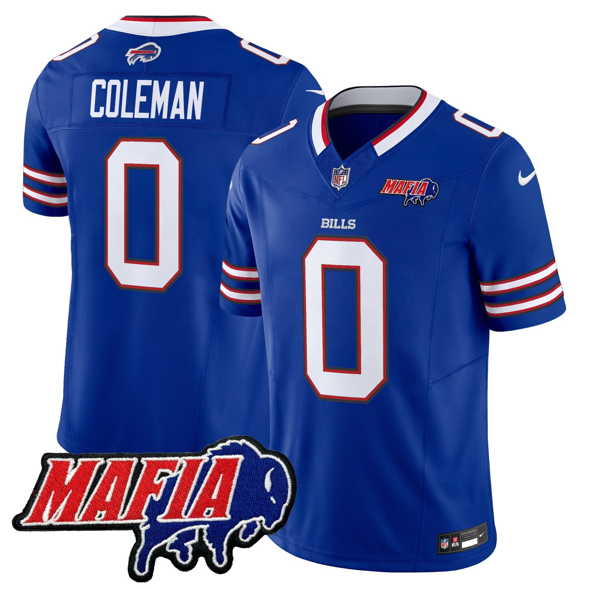 Hunk Wear - Buffalo Bills 2024 Bills Mafia Patch Vapor Limited Jersey ' All Stitched ' Royal ' Keon Coleman Jersey