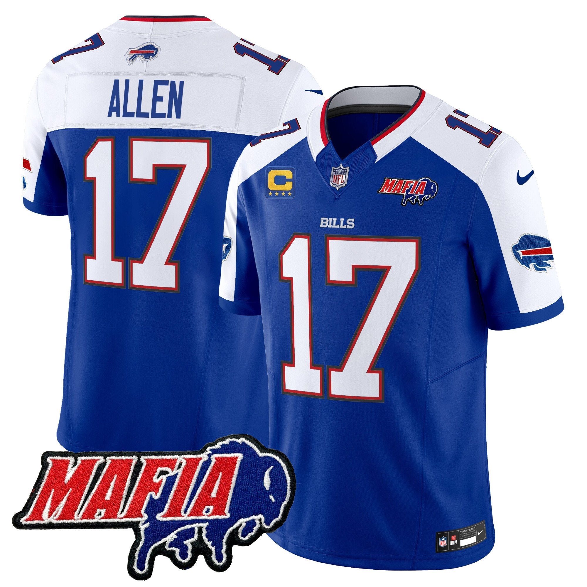 Hunk Wear - Buffalo Bills 2024 Bills Mafia Patch Vapor Limited Jersey ' All Stitched ' Royal Alternate ' Josh Allen Jersey