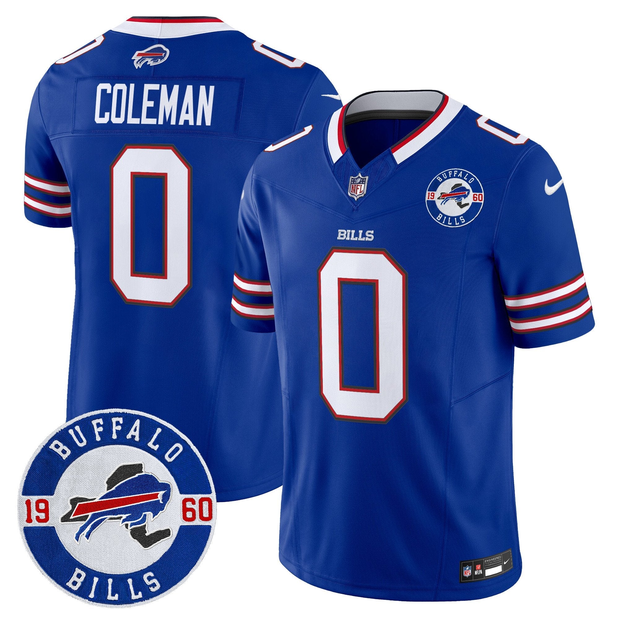 Hunk Wear - Buffalo Bills 2024 Vapor Limited Jersey ' Est. 1960 Patch ' All Stitched ' Royal ' Keon Coleman Jersey