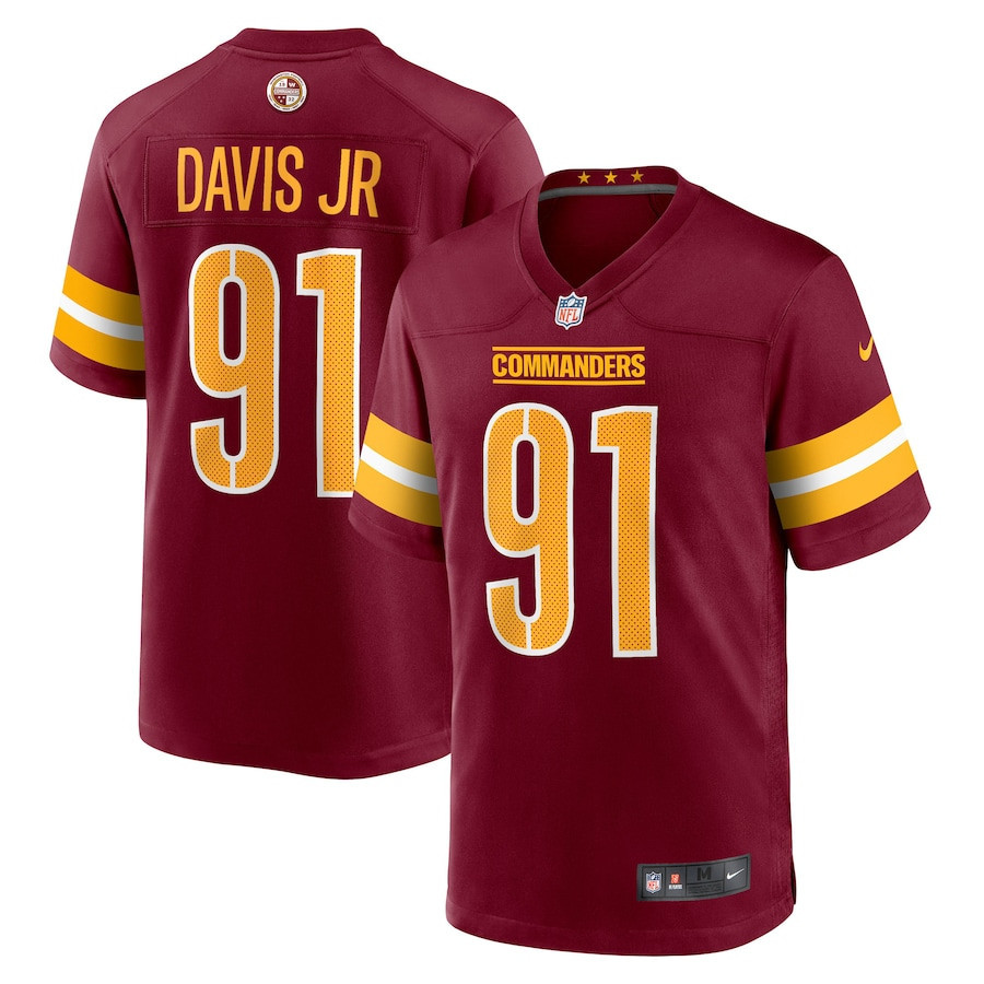 Hunk Wear - Carl Davis Jr. 91 Washington Commanders Team Game Men Jersey ' Burgundy