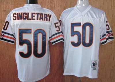 Hunk Wear - Chicago Bears #50 Mike Singletary White Throwback Jersey