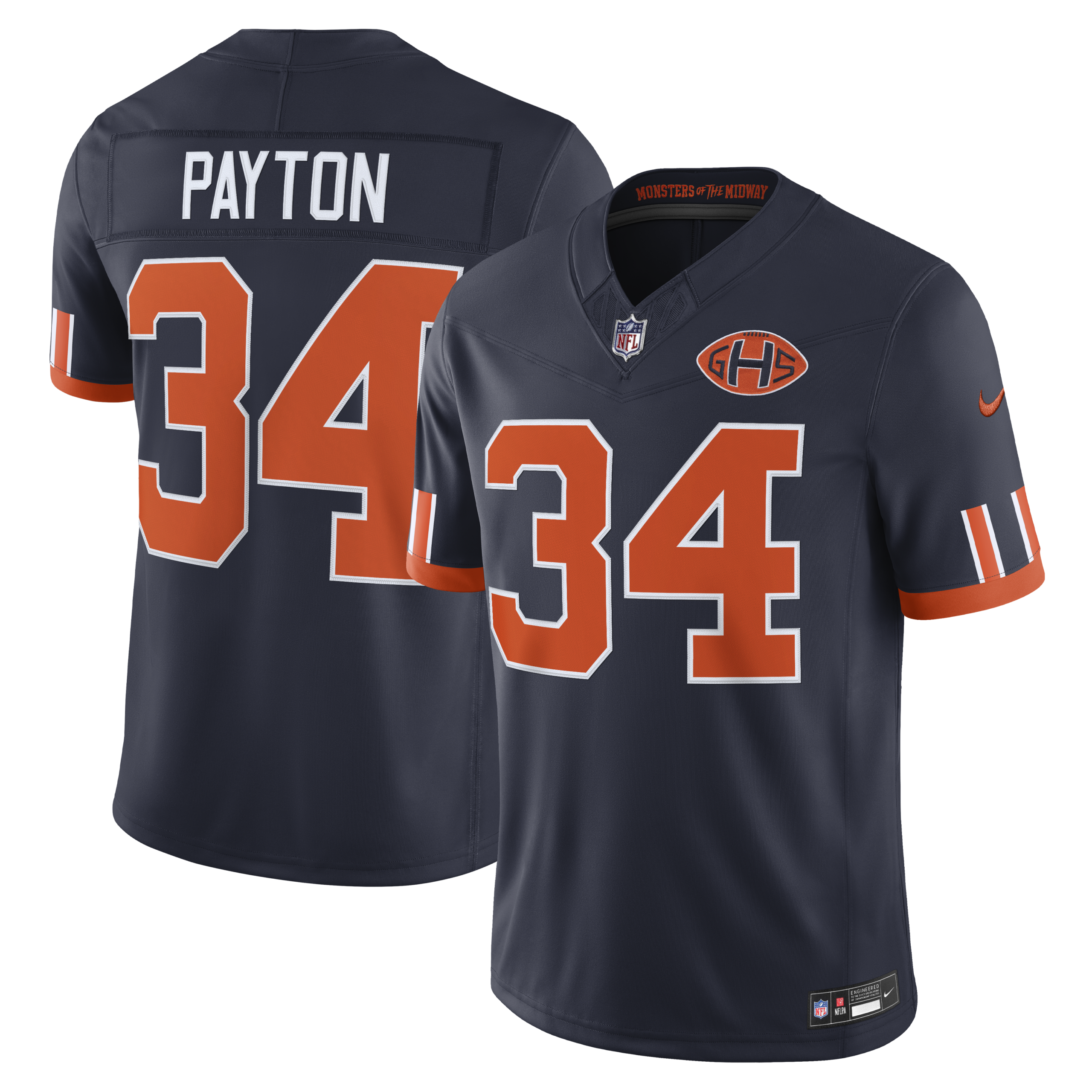 Hunk Wear - Chicago Bears Walter Payton Rivalries Vapor Limited Jersey ' All Stitched ' Navy