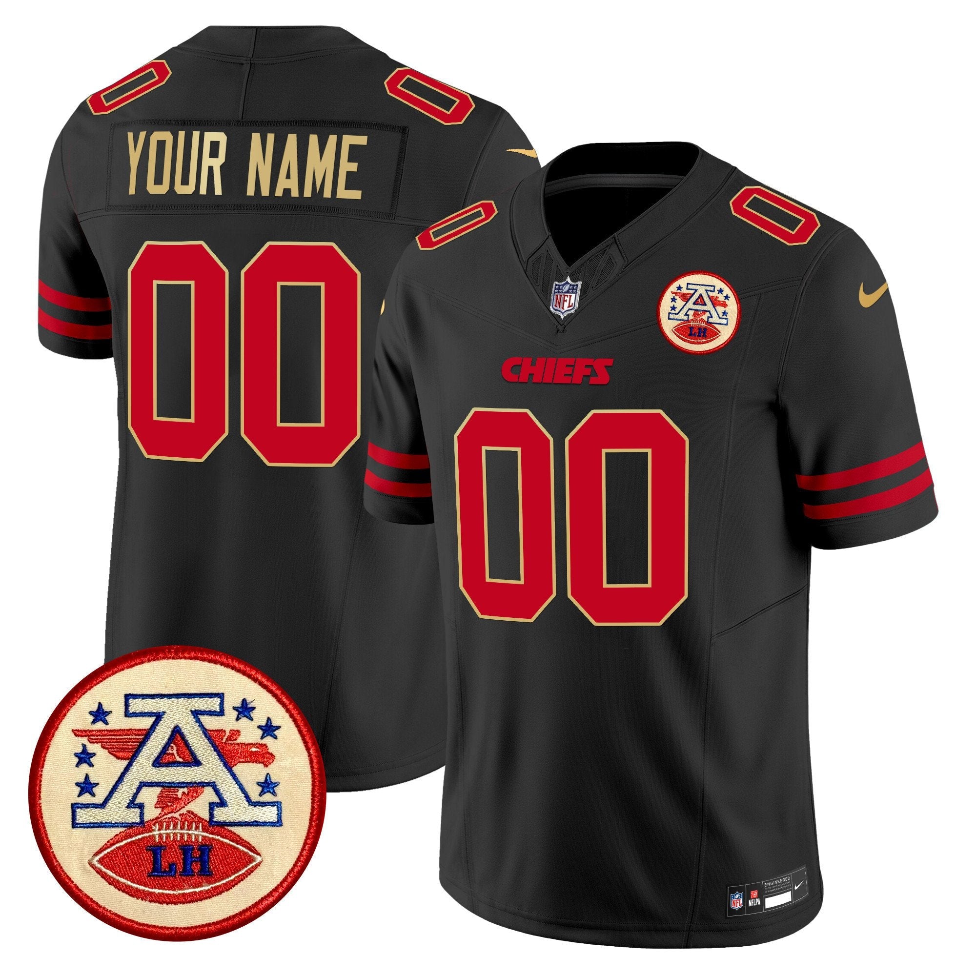 Hunk Wear - Chiefs 2024 Lamar Hunt Patch Vapor Limited Custom Jersey – All Stitched – Gold Trim Jersey