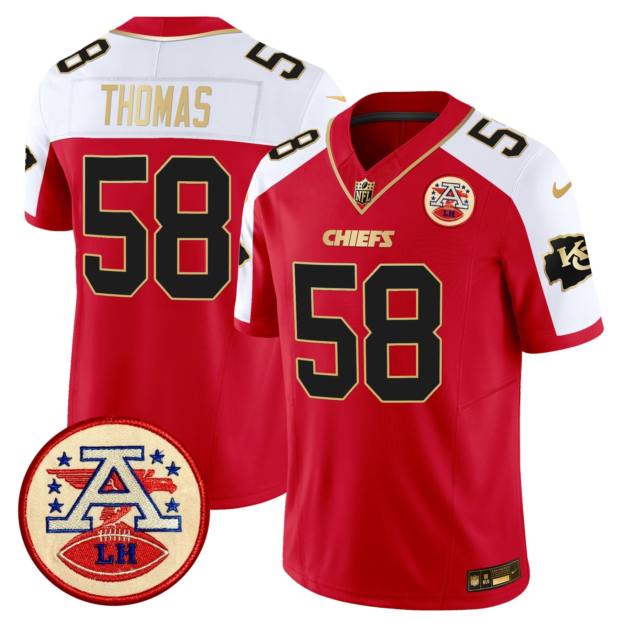 Hunk Wear - Chiefs 2024 Lamar Hunt Patch Vapor Limited Jersey ' All Stitched ' Red Alternate ' Derrick Thomas Jersey